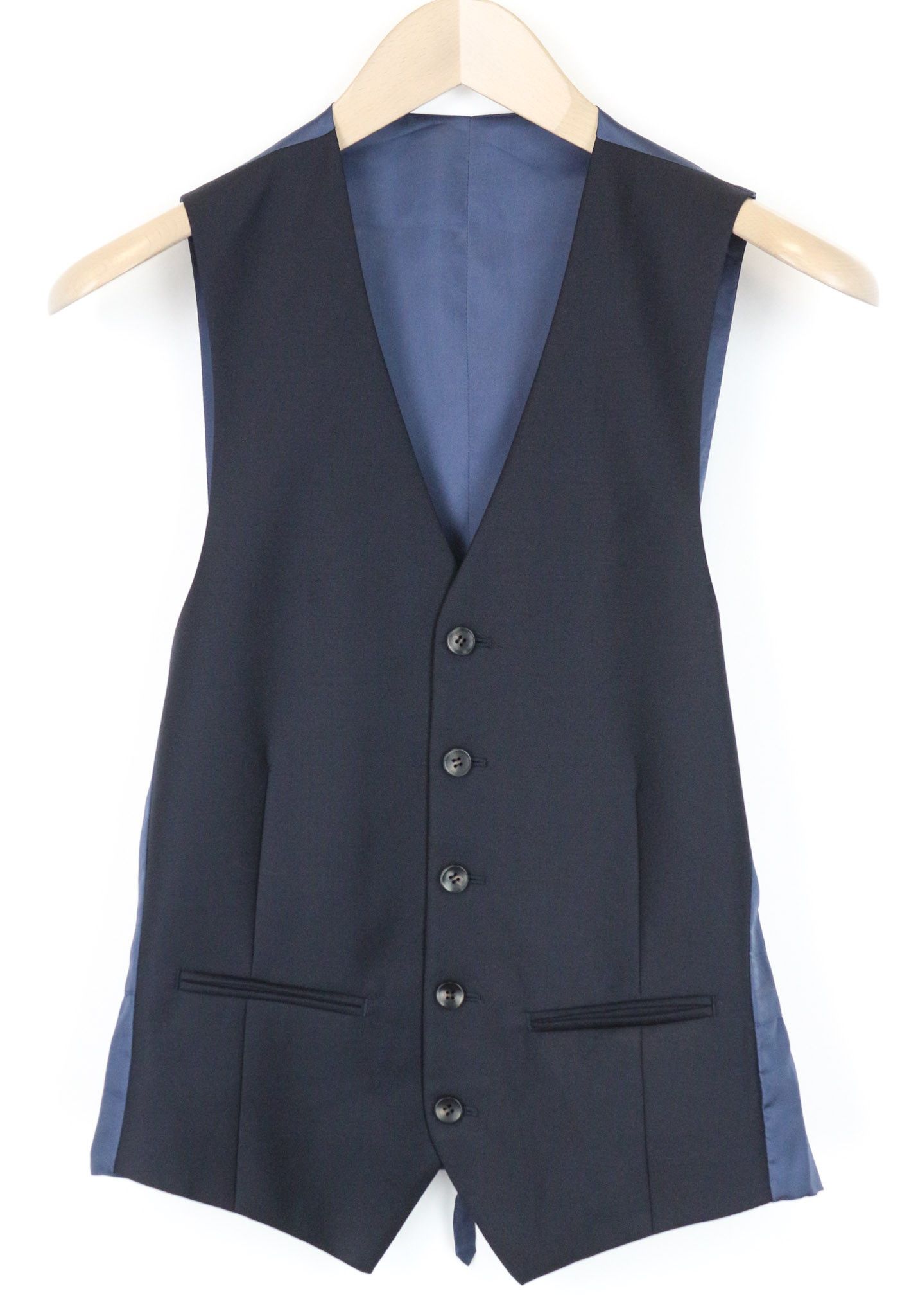 Suitsupply FERRARA UK32R Blue Wool V-Neck Waistcoat 75090 Size 34S - 1 Thumbnail