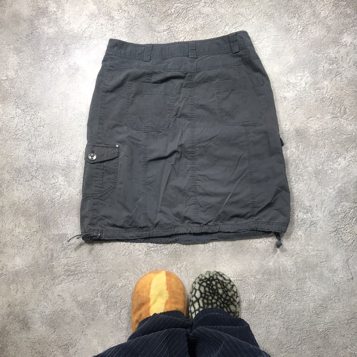 Vintage Y2K Black Cargo Midi Skirt Distressed Avant Garde Grunge 31 Size 31" - 5 Thumbnail