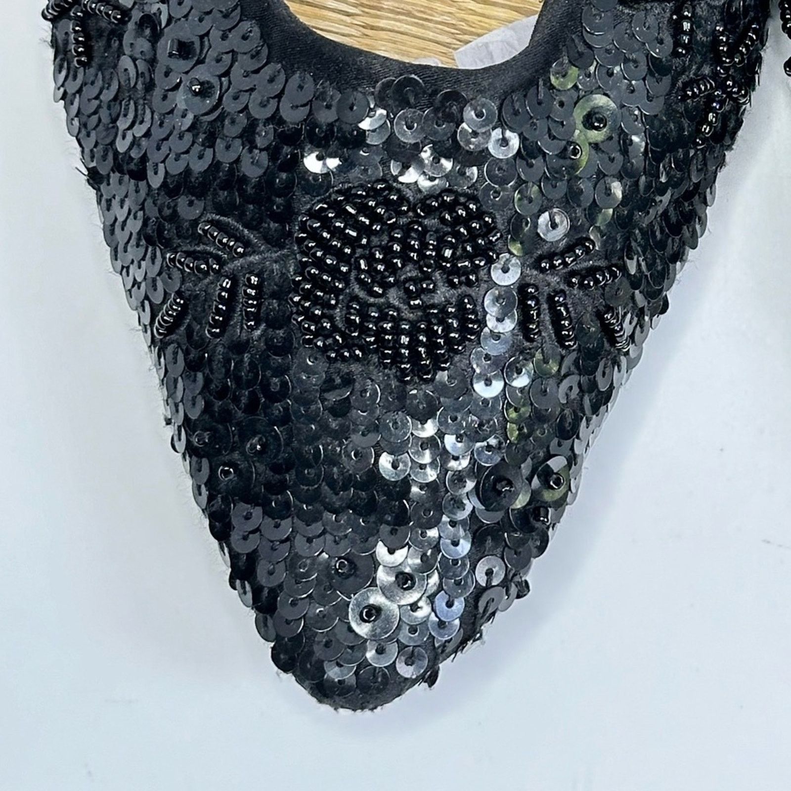 Report Collection Report Black Beaded & Sequined Mules With Bamboo Insole Size US 10 / IT 40 - 4 Thumbnail