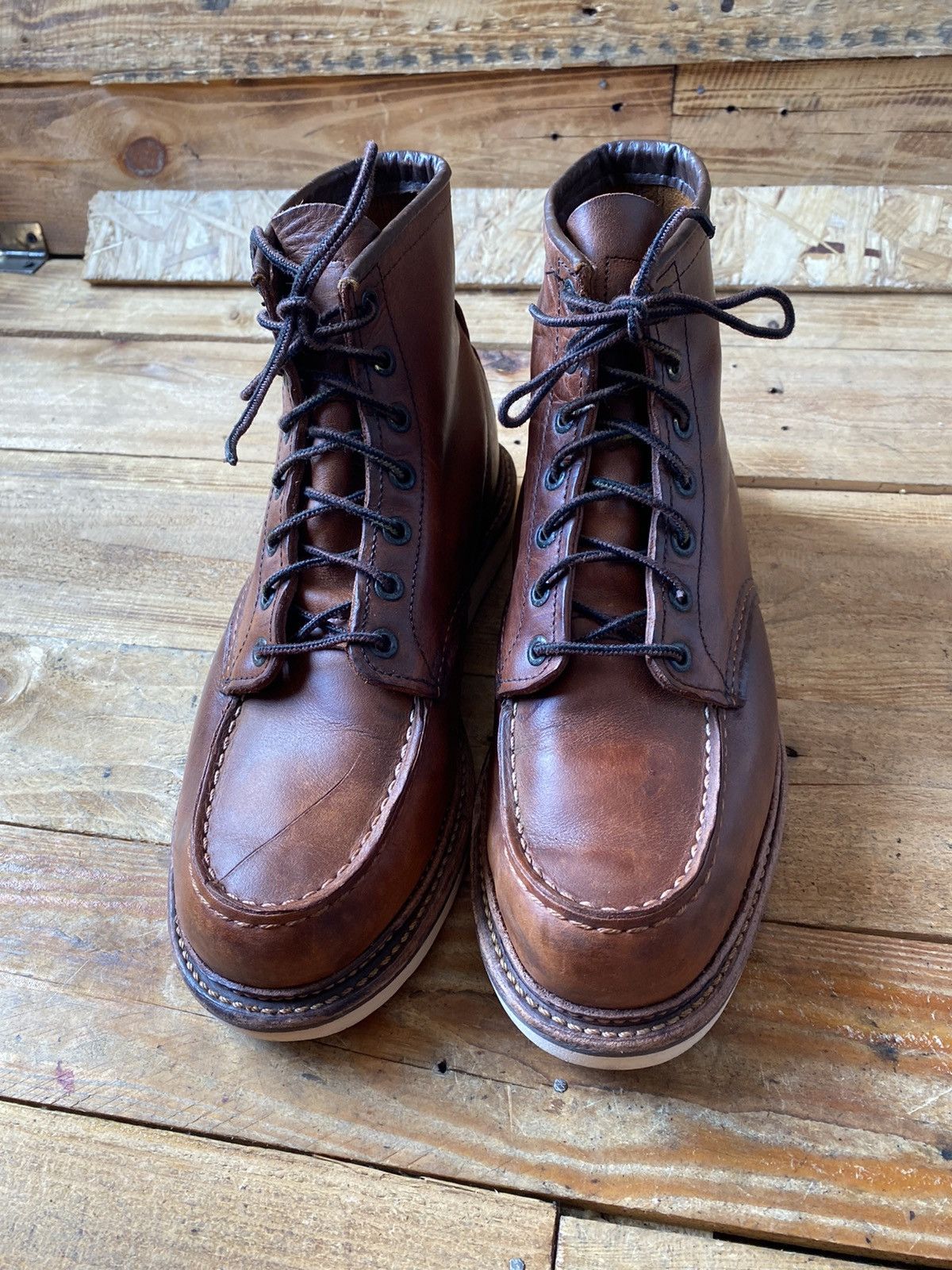 Red Wing Redwing moc-toe style 1907 brown leather boots US8.5 uk7.5 Size US 8.5 / EU 41-42 - 1 Thumbnail