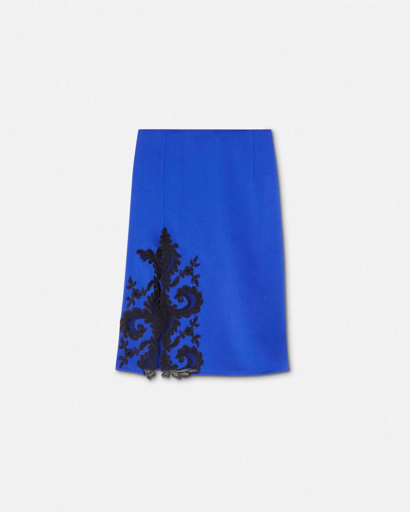Versace o1y0226 Midi Skirt in Blue/Black Size 27" / US 4 / IT 40 - 1 Thumbnail