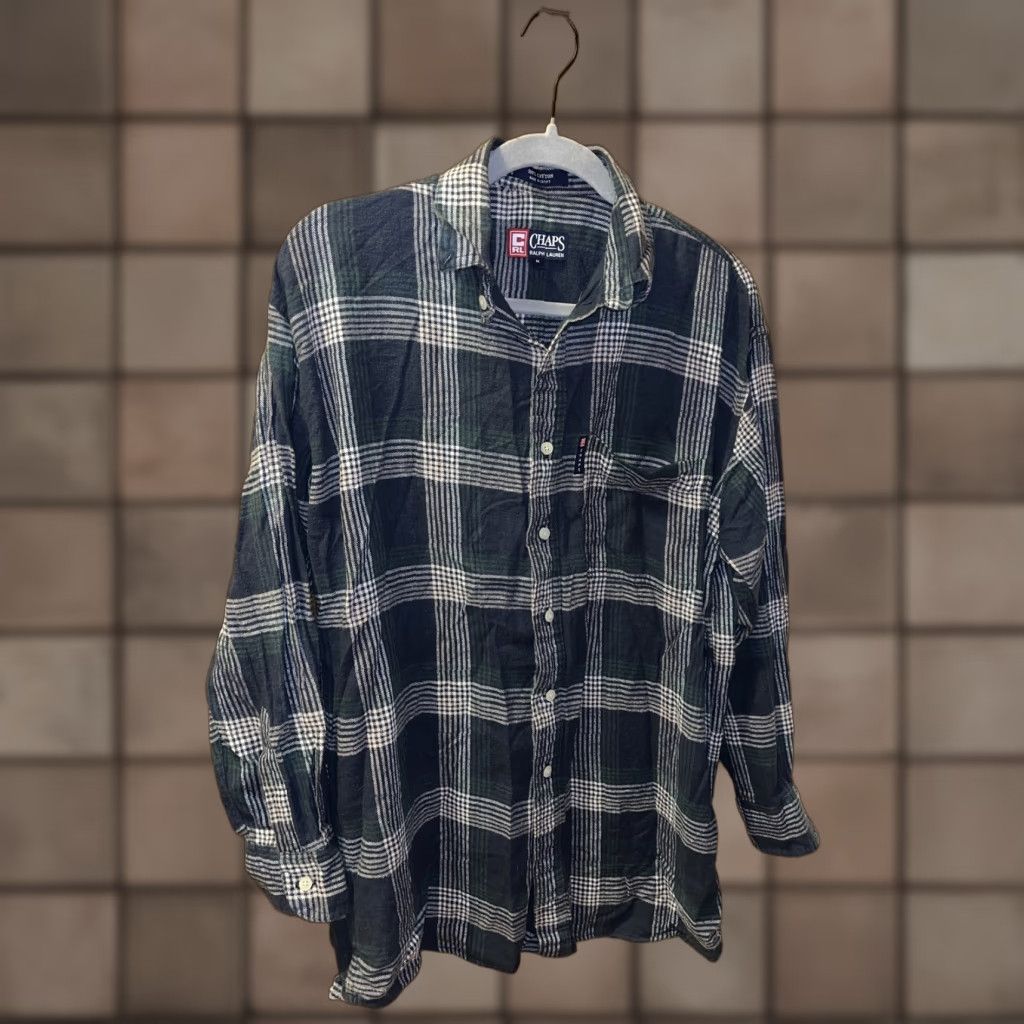 Chaps VINTAGE Ralph Lauren Chaps Men’s Flannel Shirt Adult Medium Blue Green White Plaid Casual All Seasons 90s Size US M / EU 48-50 / 2 - 1 Thumbnail