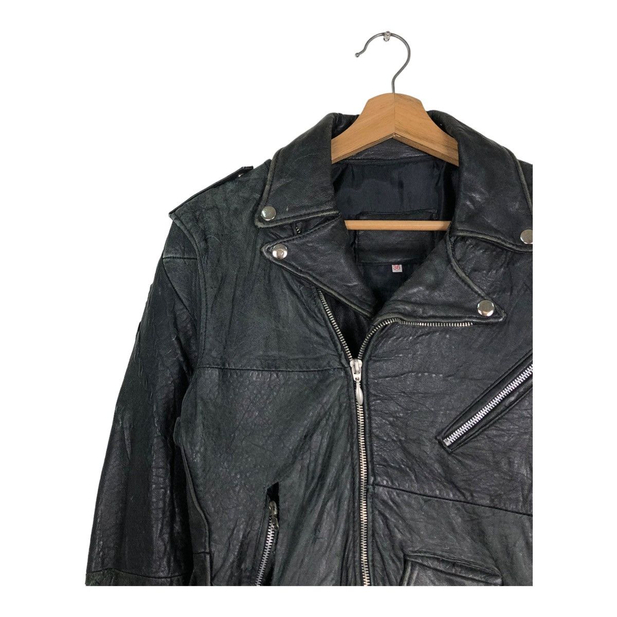 Toyo Enterprises 🔥VINTAGE LEATHER BIKER JACKET DOUBLE BREAST Size US S / EU 44-46 / 1 - 6 Thumbnail
