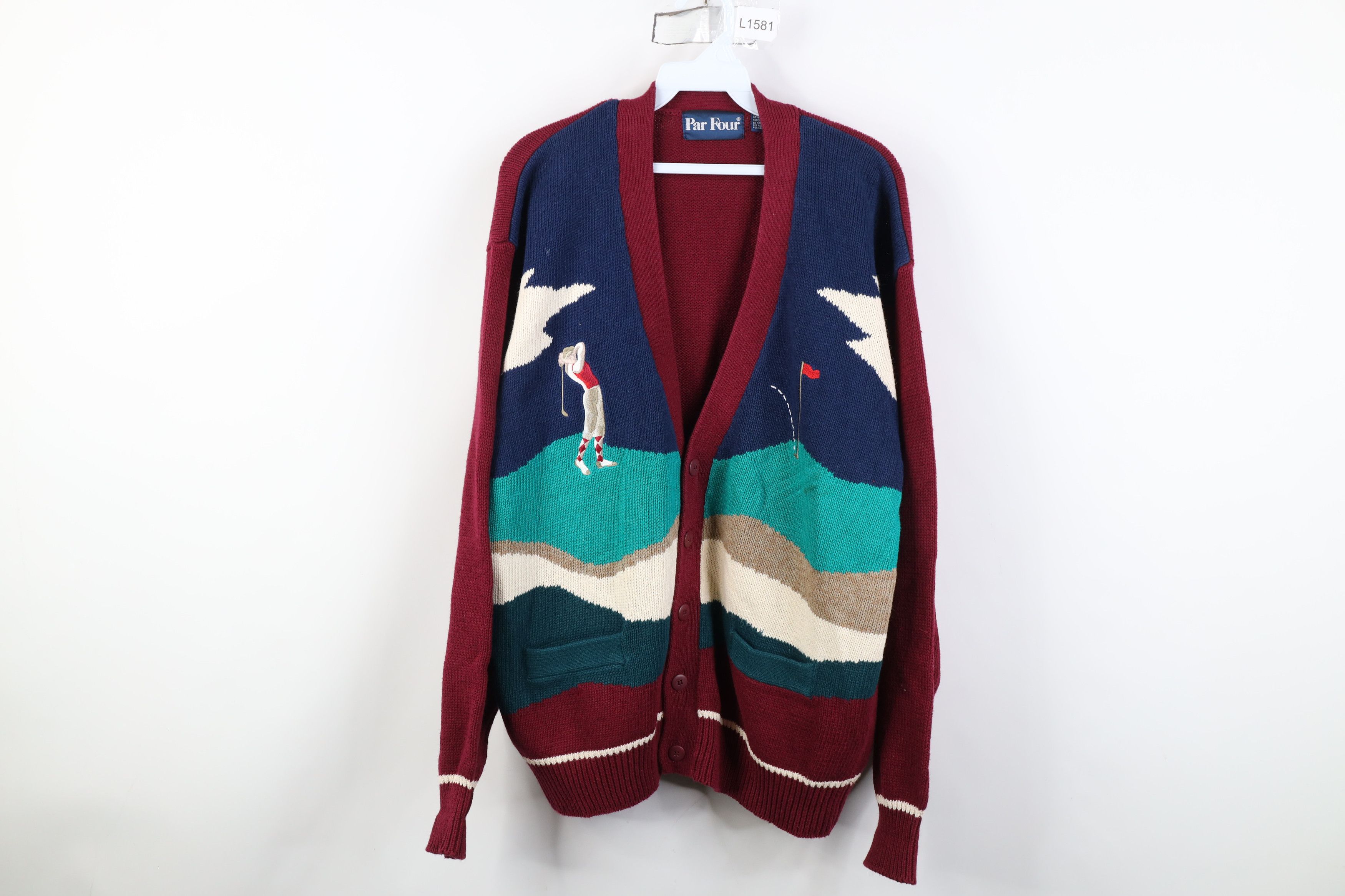 Vintage Vintage 90s Streetwear All Over Print Knit Cardigan Sweater Size US L / EU 52-54 / 3 - 1 Thumbnail
