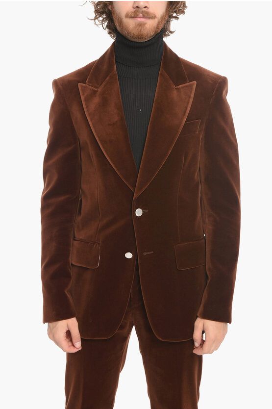 Palm Angels o1y0325 Velvet Blazer in Brown Size US S / EU 44-46 / 1 - 1 Thumbnail