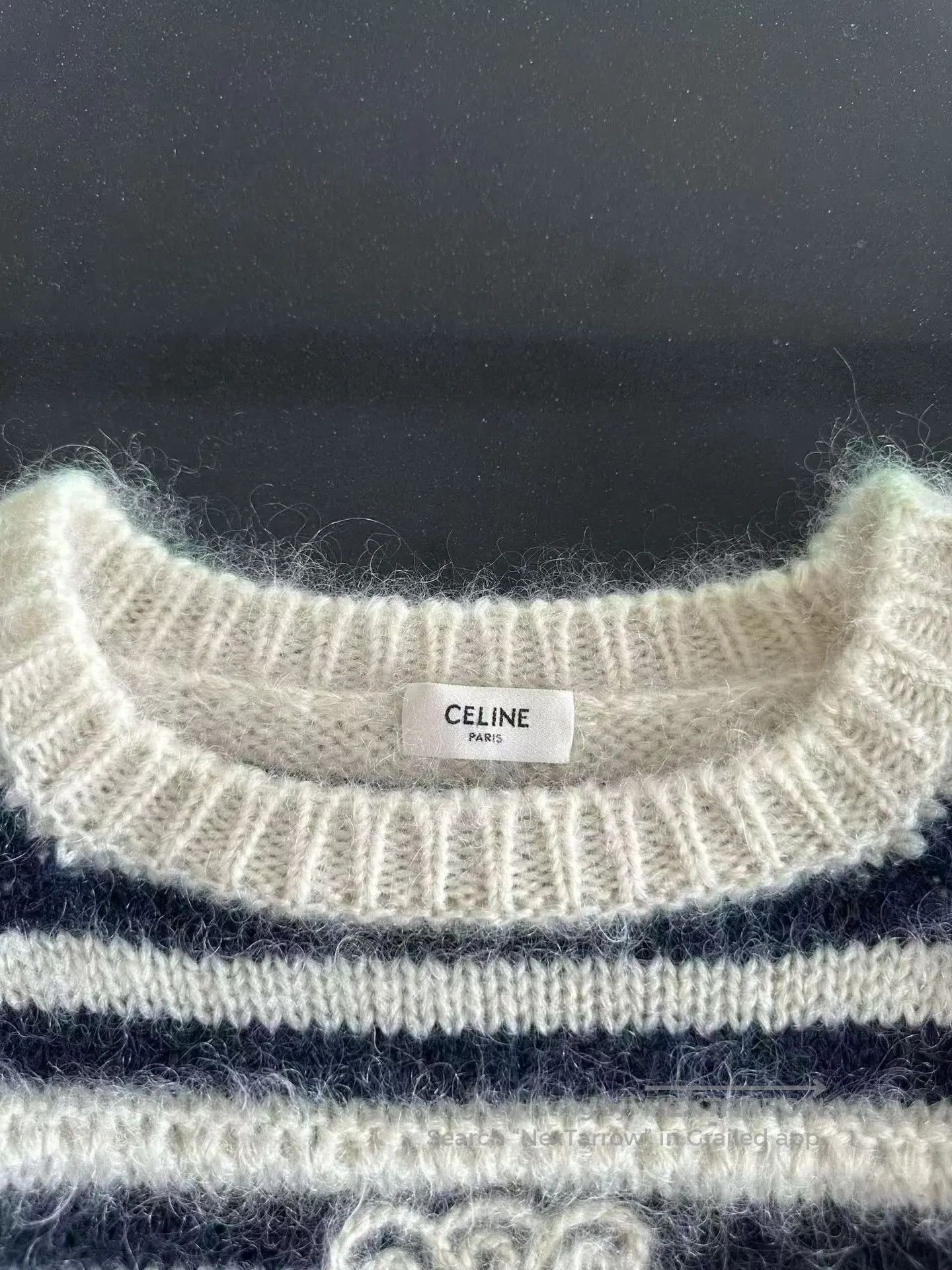 Celine CELINE Striped Arc de Triomphe logo mohair sweater| Size S / US 4 / IT 40 - 3 Thumbnail