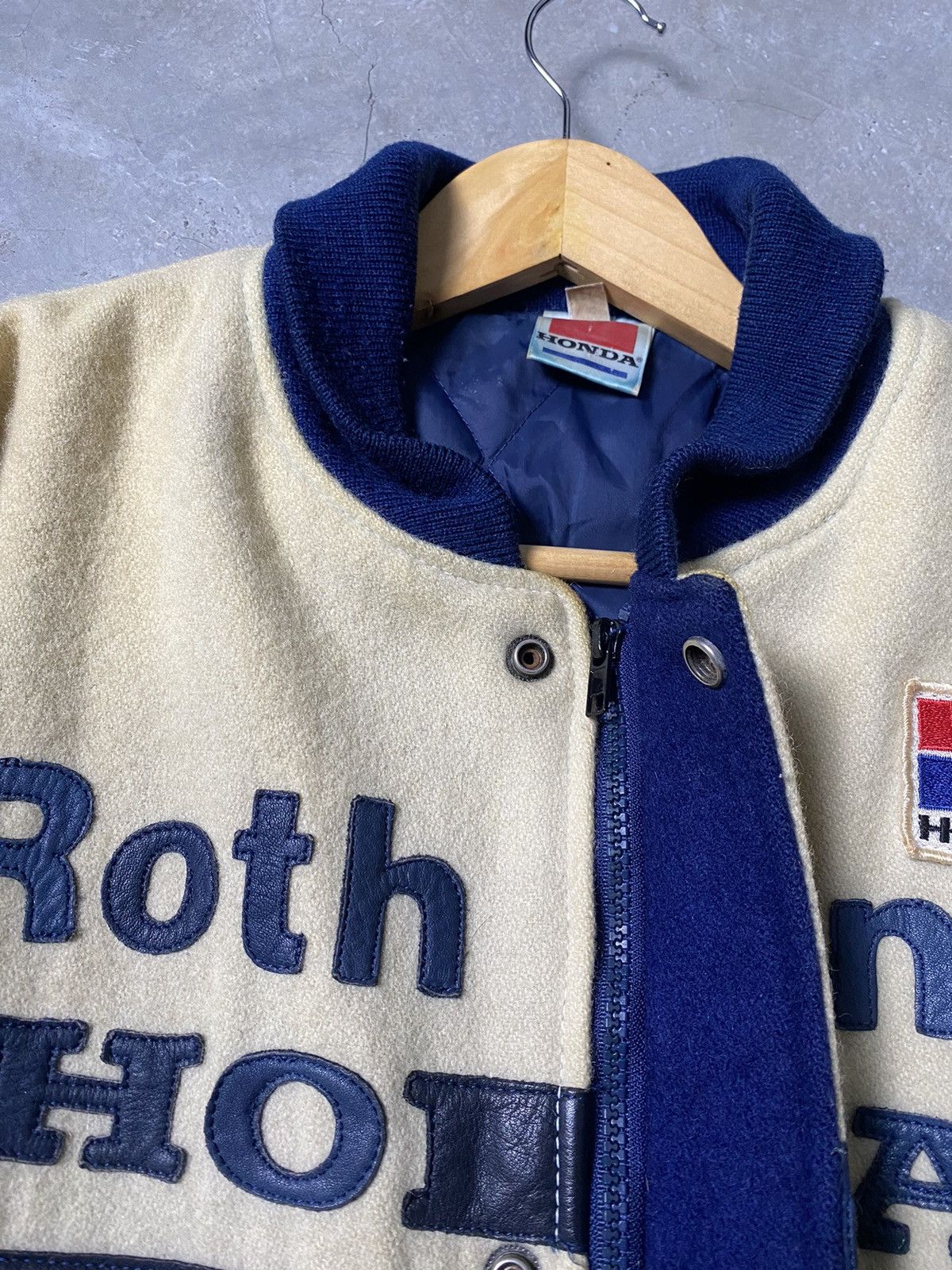 Honda Vtg Rothmans Racing Honda Leather Sleeve Wool Varsity Jacket Size US M / EU 48-50 / 2 - 10 Thumbnail