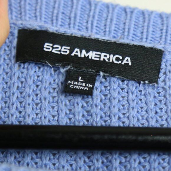 525 America 535 America Tight Knitted Marine Blue High Low Sweater Size L / US 10 / IT 46 - 3 Thumbnail