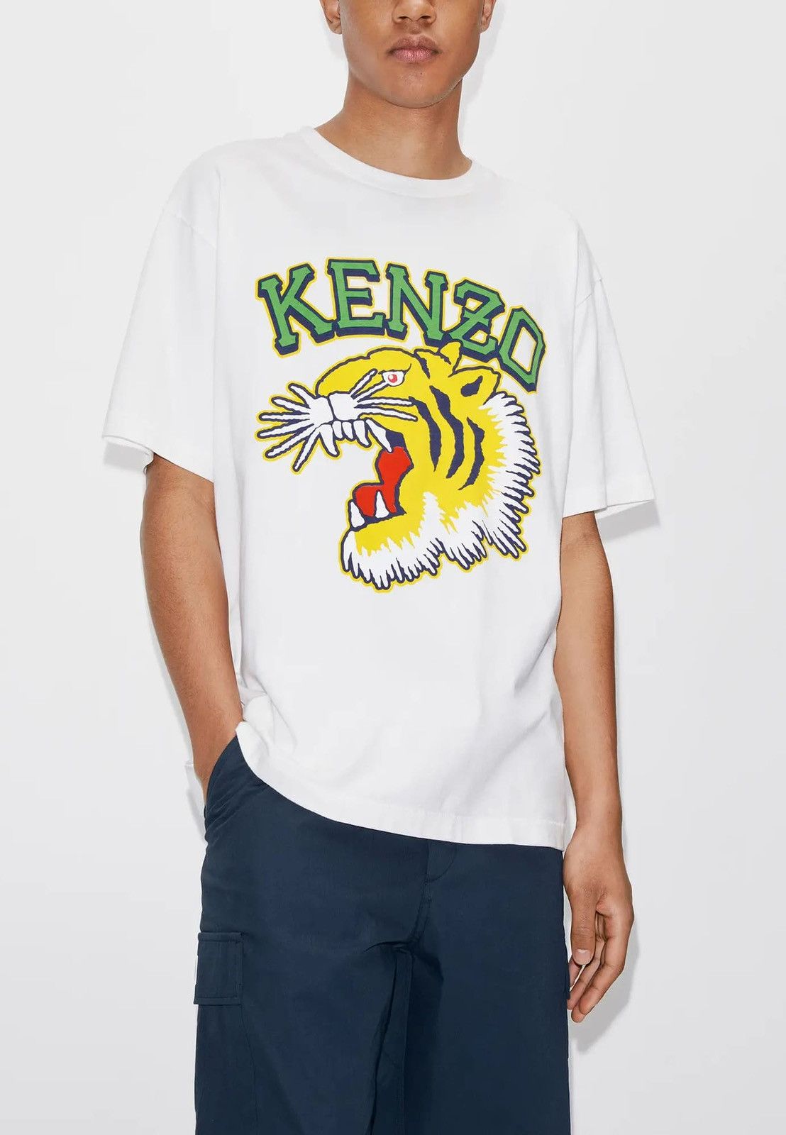 Kenzo Kenzo Tiger White Oversized T-Shirt Size M Cotton Tee Size US M / EU 48-50 / 2 - 1 Thumbnail