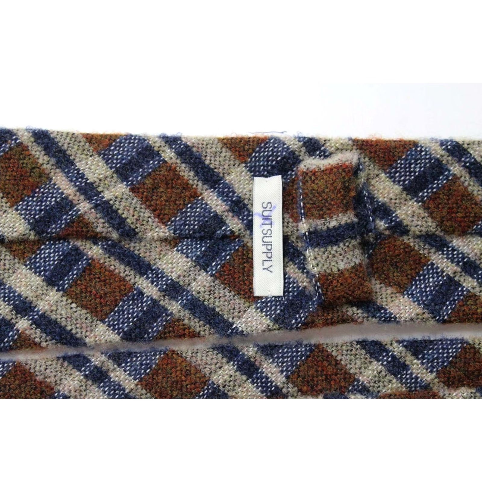 Suitsupply Suitsupply Tie Men's 151 X 8 CM Silk Wool Blend Blue Check Pattern Classic Tie Size ONE SIZE - 6 Thumbnail