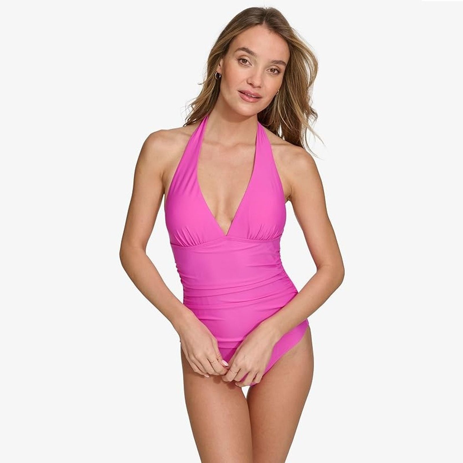 DKNY DKNY Women Pink Tie-Back Halter One-Piece Swimsuit Size L Size L / US 10 / IT 46 - 2 Thumbnail