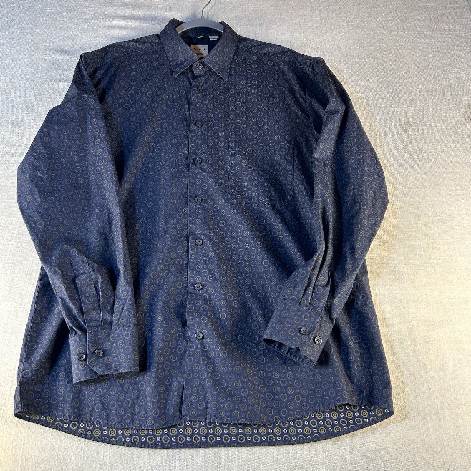 Haupt Haupt Dress Shirt Mens L 41/42~16.5 Blue Geo Abstract Casual Size US L / EU 52-54 / 3 - 1 Thumbnail