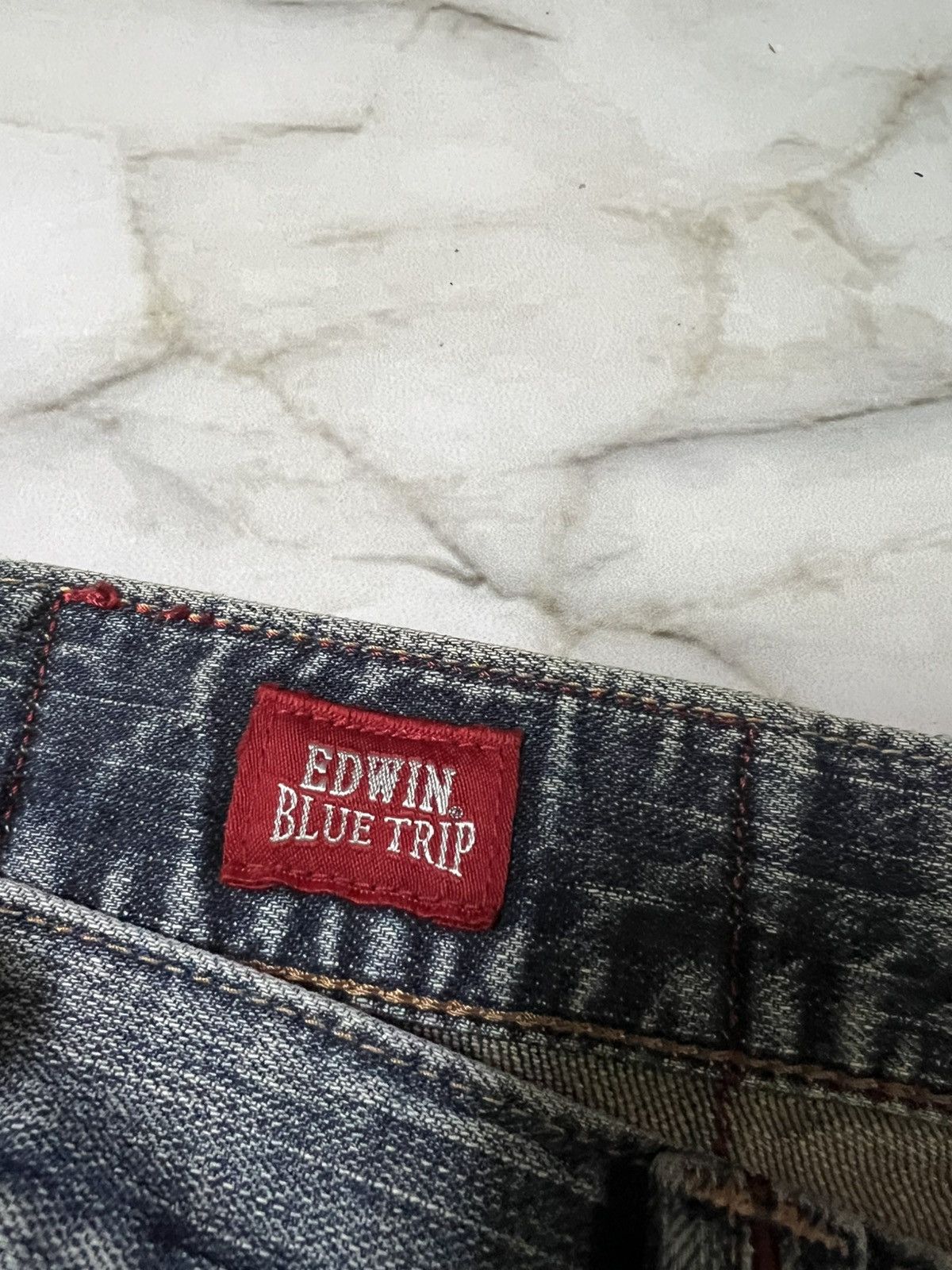 Edwin 💥Baggy💥Vintage Edwin Blue Trip Washed Distress Jean Size US 34 / EU 50 - 14 Thumbnail