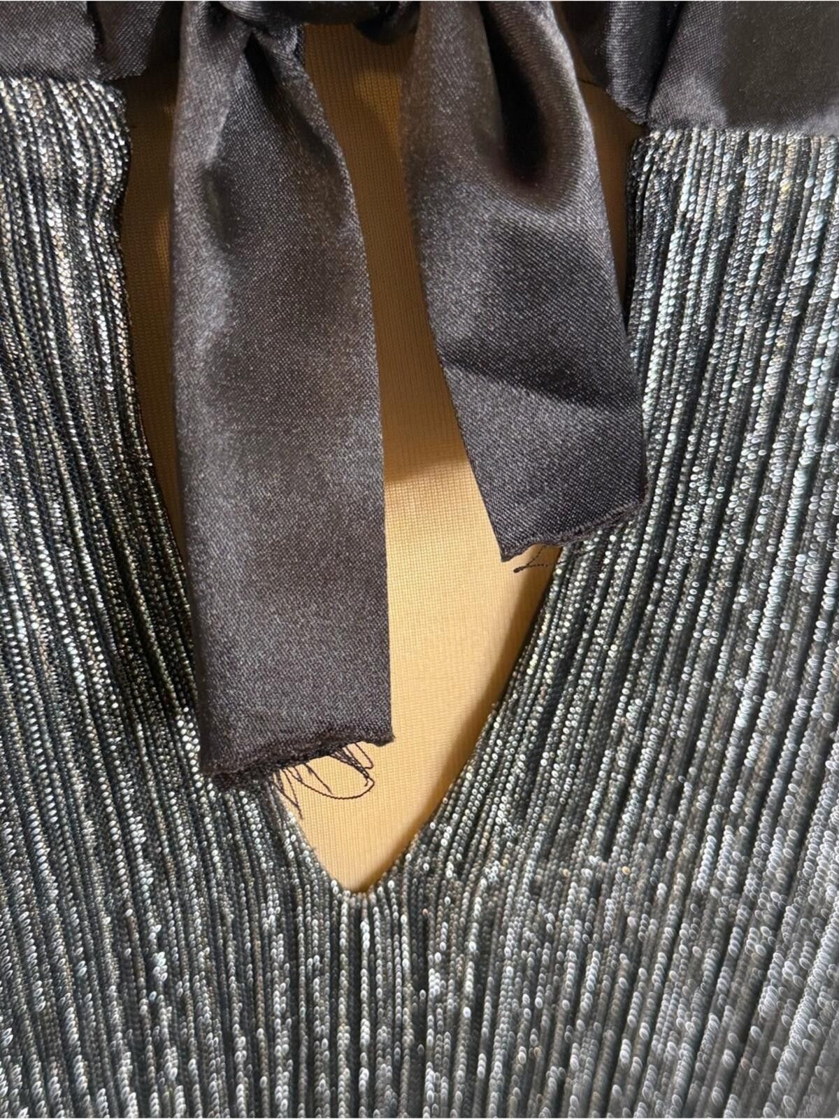 Other Enfocus Studio bow sheath dress sleeveless silver black SZ 4 Size S / US 4 / IT 40 - 5 Thumbnail
