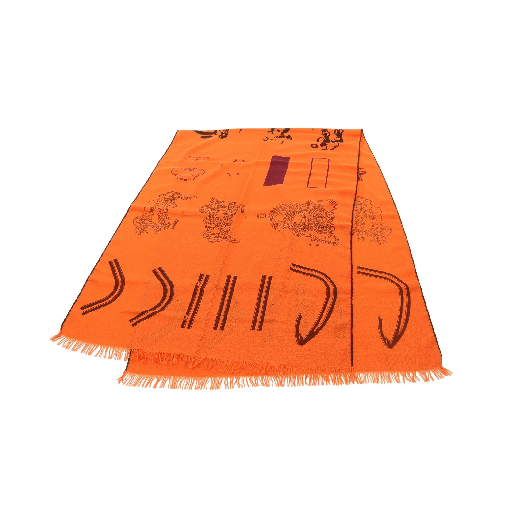 Hermes Hermes Brides Ds Gala Shawl Cashmere Silk Orange Multicolor Size ONE SIZE - 1 Thumbnail