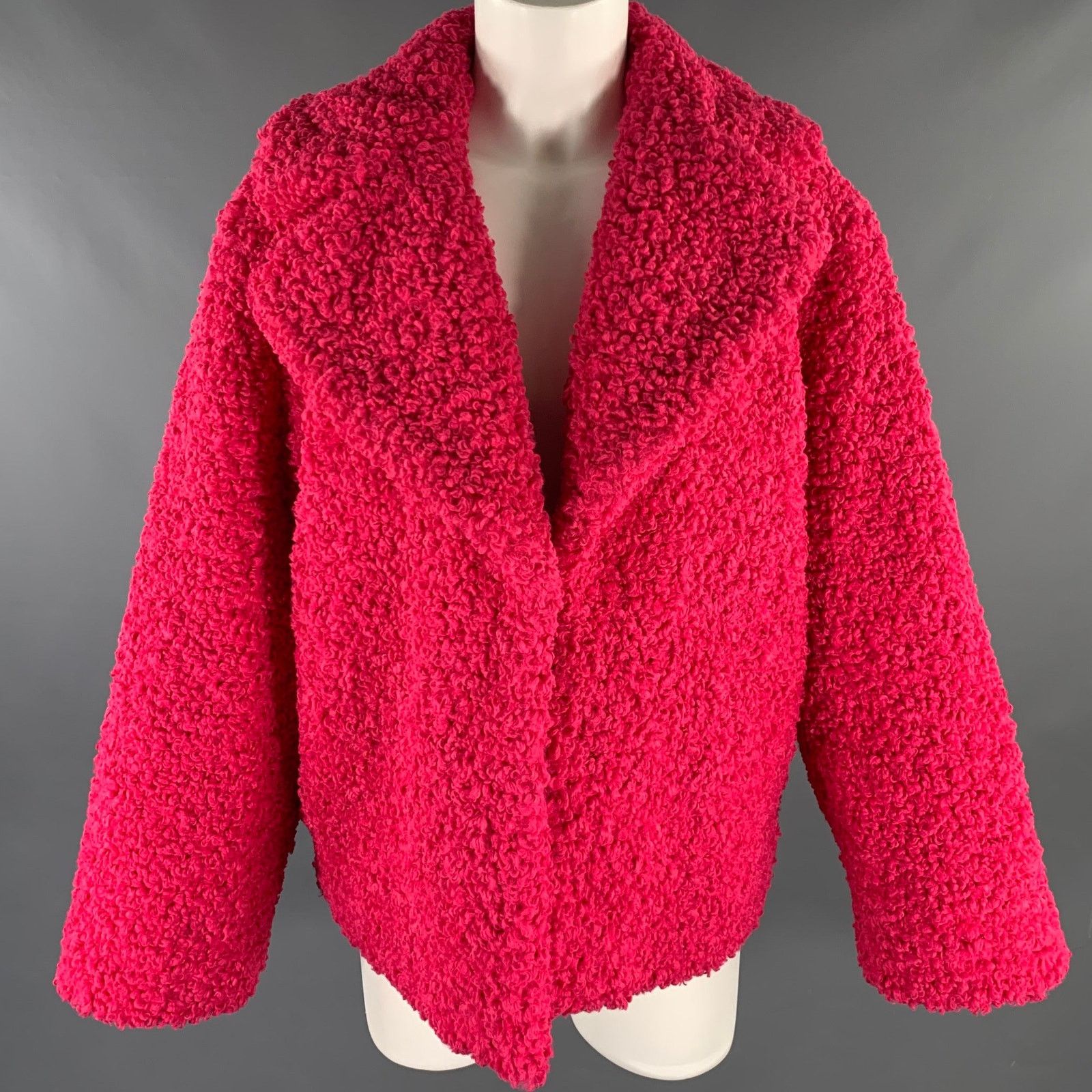 Alice + Olivia ALICE + OLIVIA M Pink Polyester Textured Faux Fur Jacket Size M / US 6-8 / IT 42-44 - 1 Thumbnail