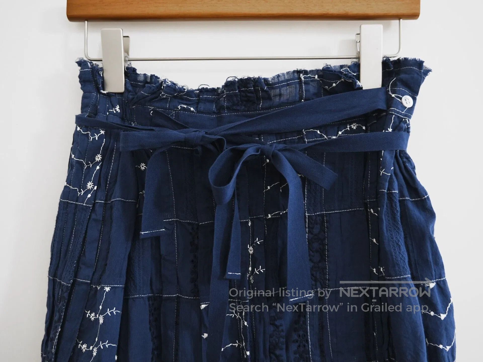 Tricot Comme des Garcons blue dyed patchwork embroidered skirt. Size 23" - 2 Thumbnail
