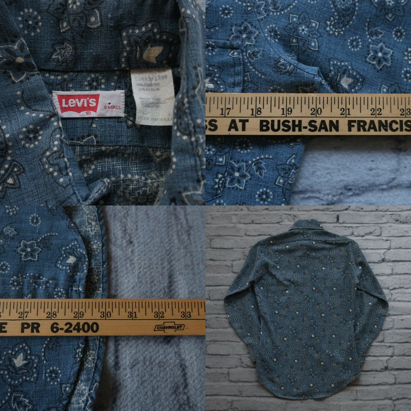 Levi's VINTAGE Levi's Paisley Western Shirt Mens Small Blue SXS? Size US S / EU 44-46 / 1 - 8 Thumbnail