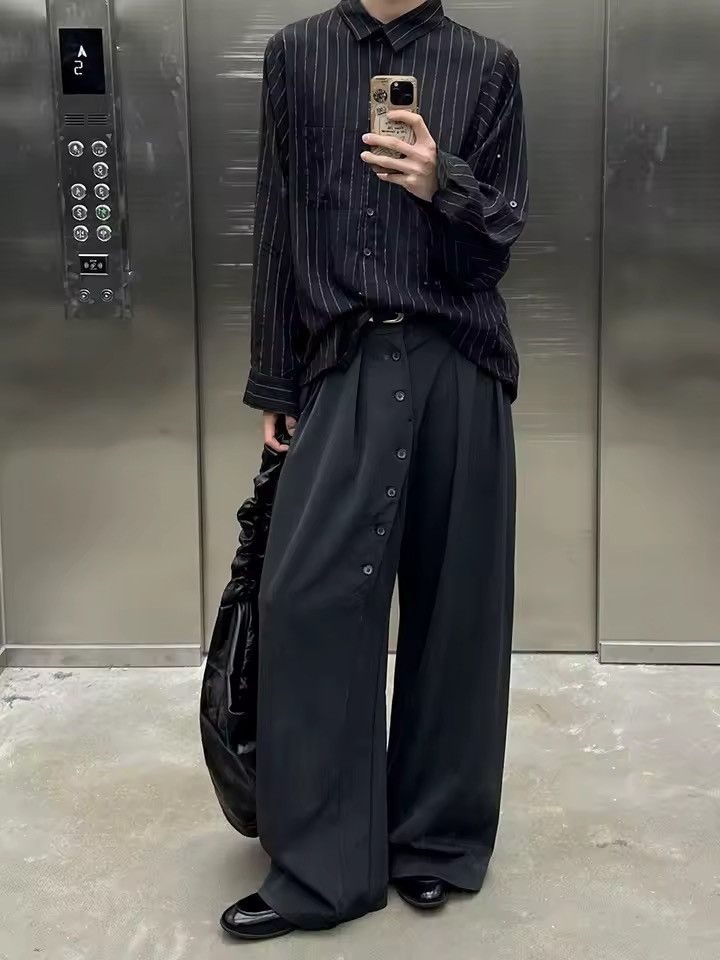 Other Casual Streetwear Loose Button Pleated Office Work Pants Size US 30 / EU 46 - 6 Thumbnail