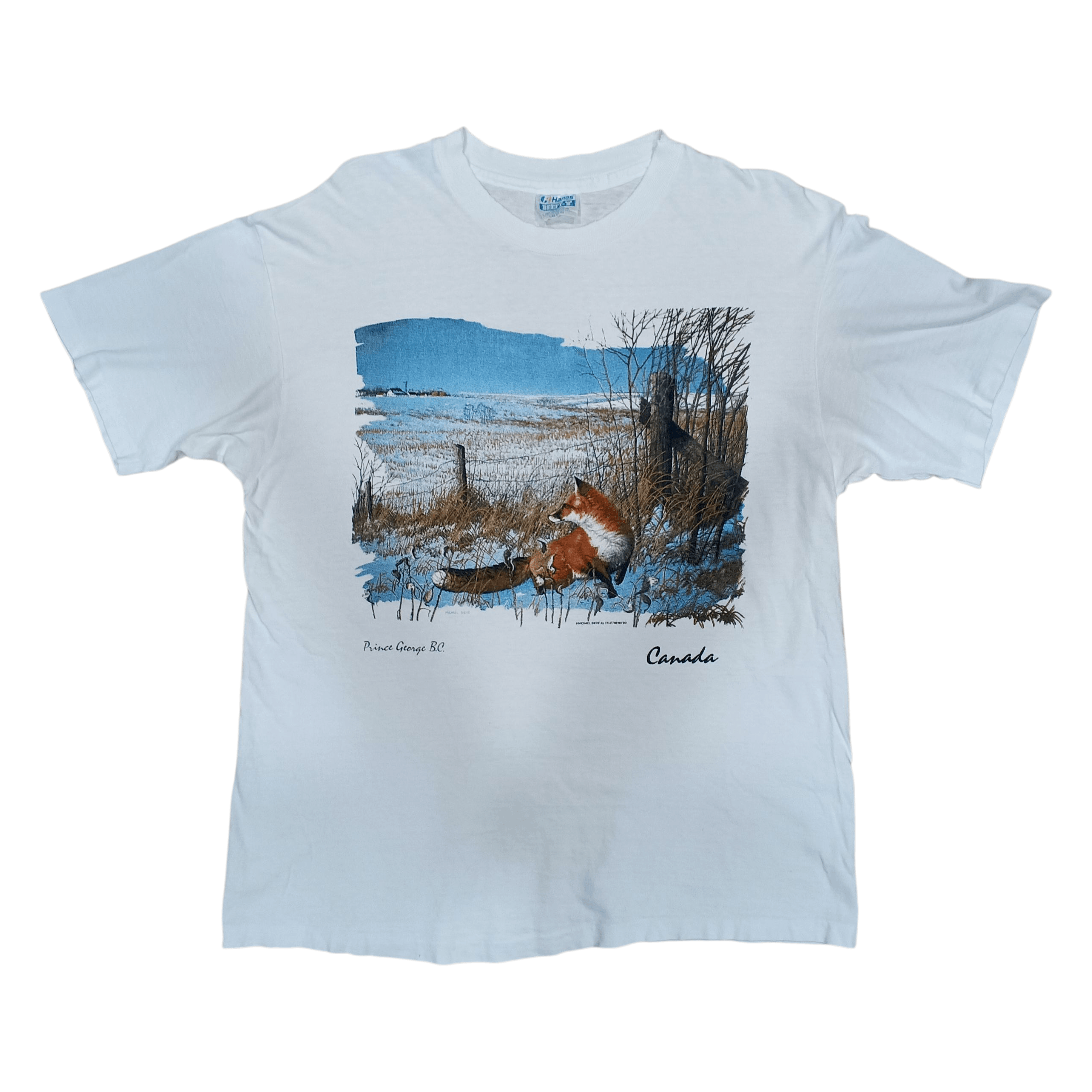 Habitat Vintage 90s Single Stitch Art Canada Michael Sieve Tshirt Size US L / EU 52-54 / 3 - 1 Thumbnail
