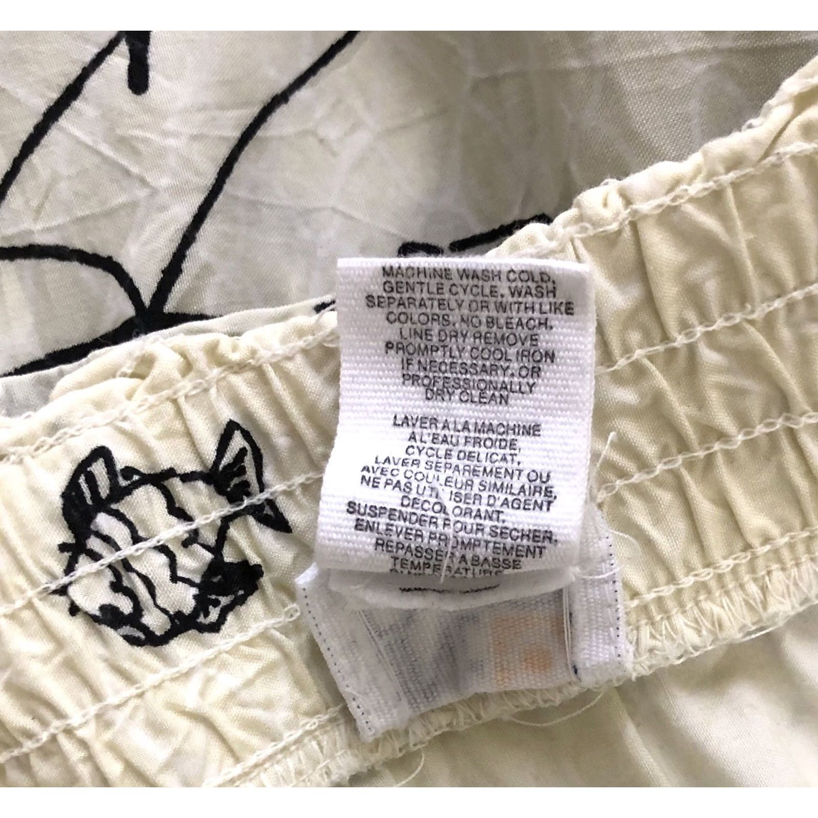 Vintage Line Two Midi Skirt L Ivory Yellow Ruffles Fish Abstract 32"W Artsy Fun Festival Skirt Women Knee Length Adults Fashion - Womens Size 36" / US 14 / IT 50 - 3 Thumbnail