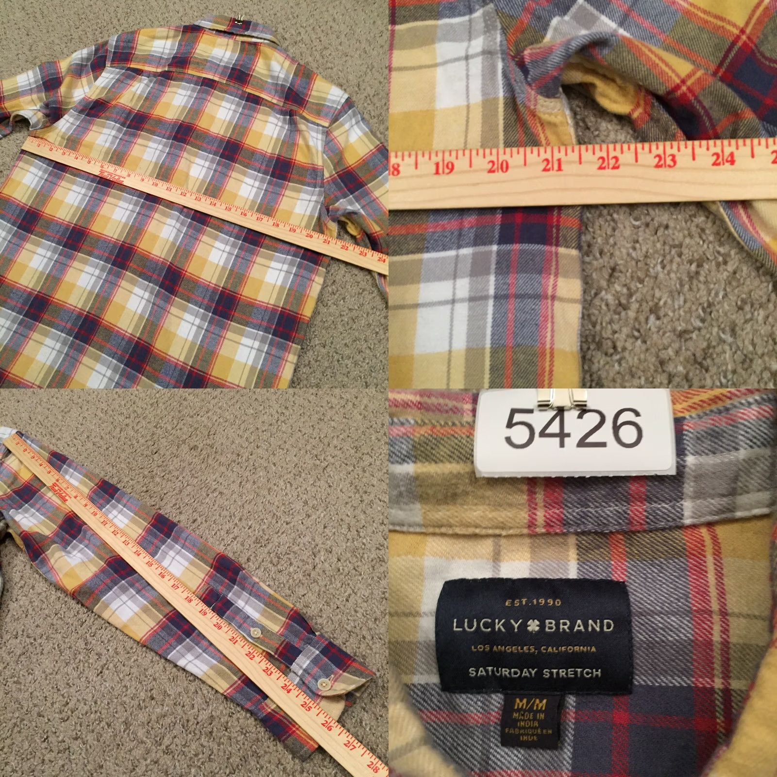 Lucky Brand Lucky Brand Shirt Mens Medium Multicolor Plaid Long Sleeve Button Up Pockets Size US M / EU 48-50 / 2 - 8 Thumbnail