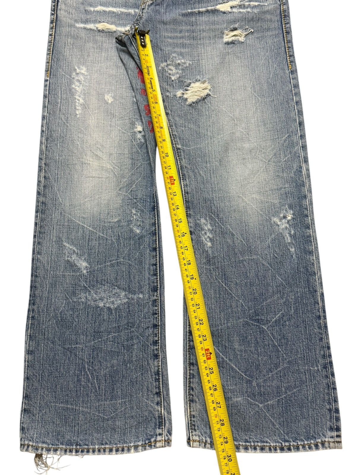 14th Addiction Vintage Japanese Brand Blue Thunder Wash Distressed Wide Leg Size US 34 / EU 50 - 10 Thumbnail