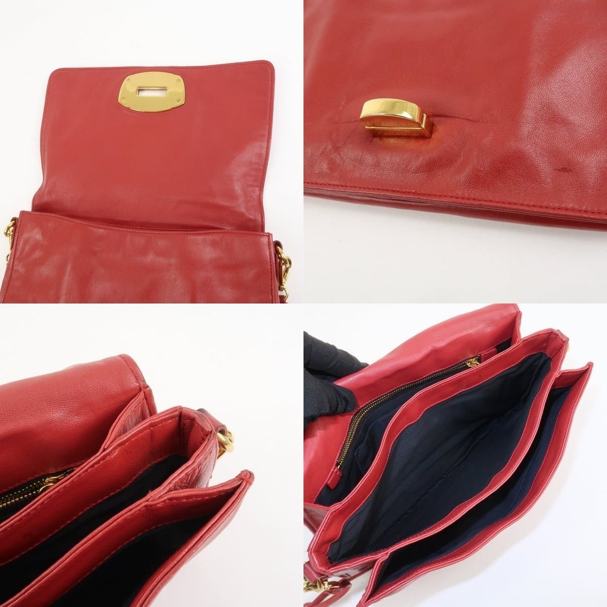 Miu Miu Miu Miu Logo Nappa Leather Flap Bag Red Size ONE SIZE - 7 Thumbnail