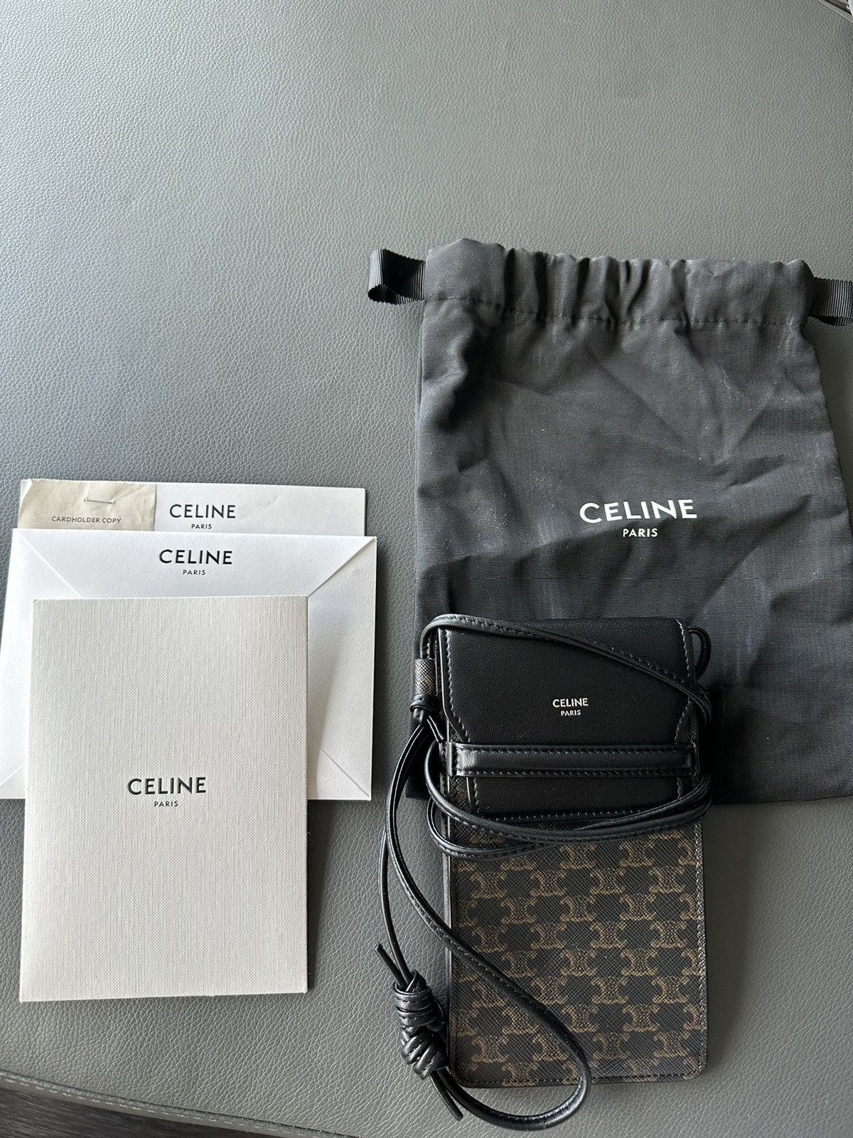 Brand New Classic Celine Logo Crossbody Phone Bag