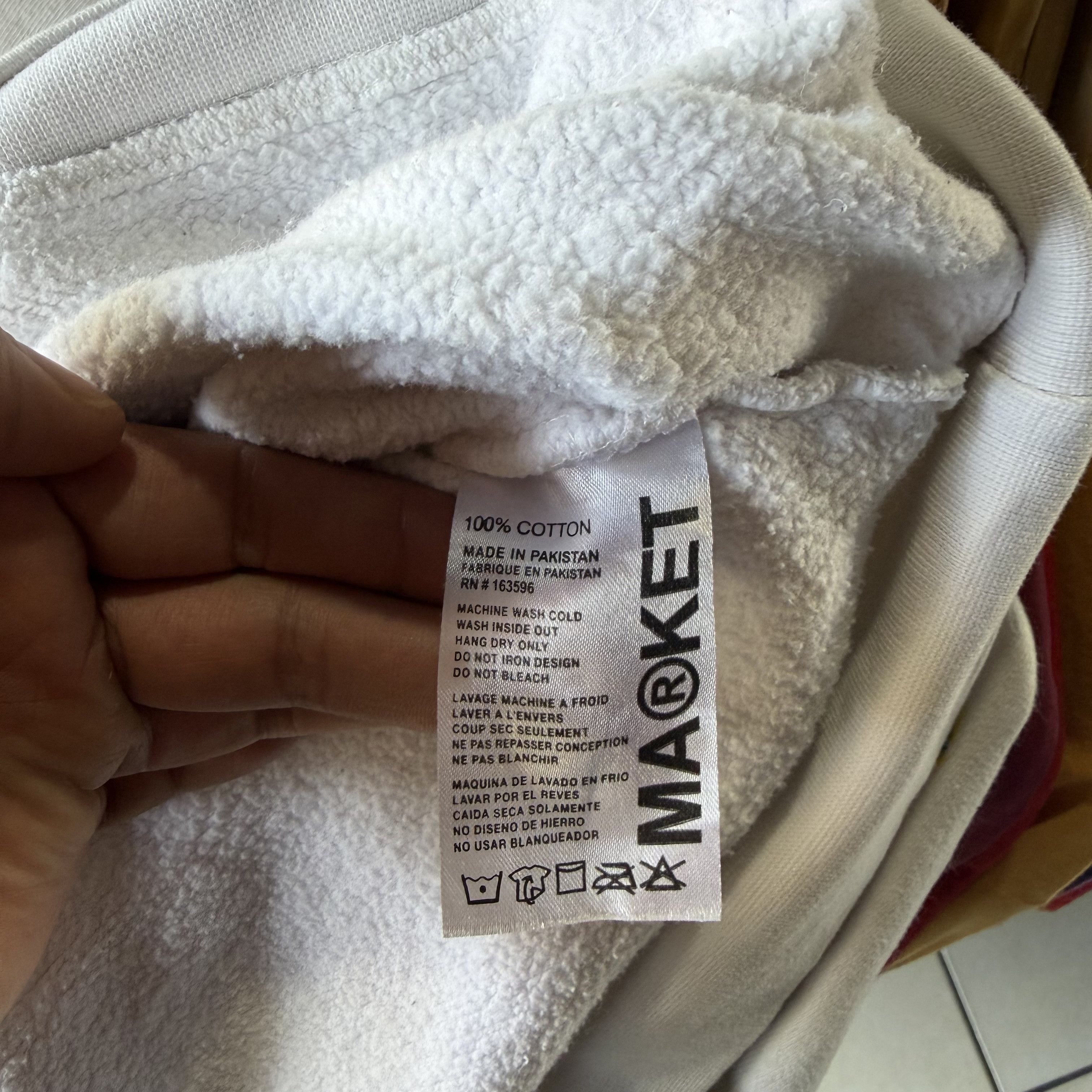 Market MARKET Varsity Hand Drawn Hoodie Sweatshirt Mens XL White Size US XL / EU 56 / 4 - 8 Thumbnail