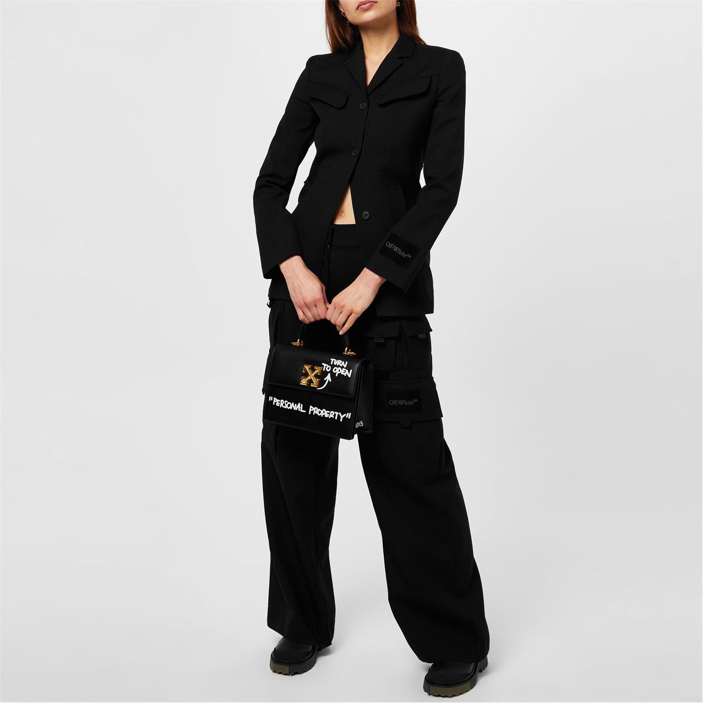 Off-White o1g2r1mq0125 Belted Jacket in Black Size M / US 6-8 / IT 42-44 - 4 Thumbnail