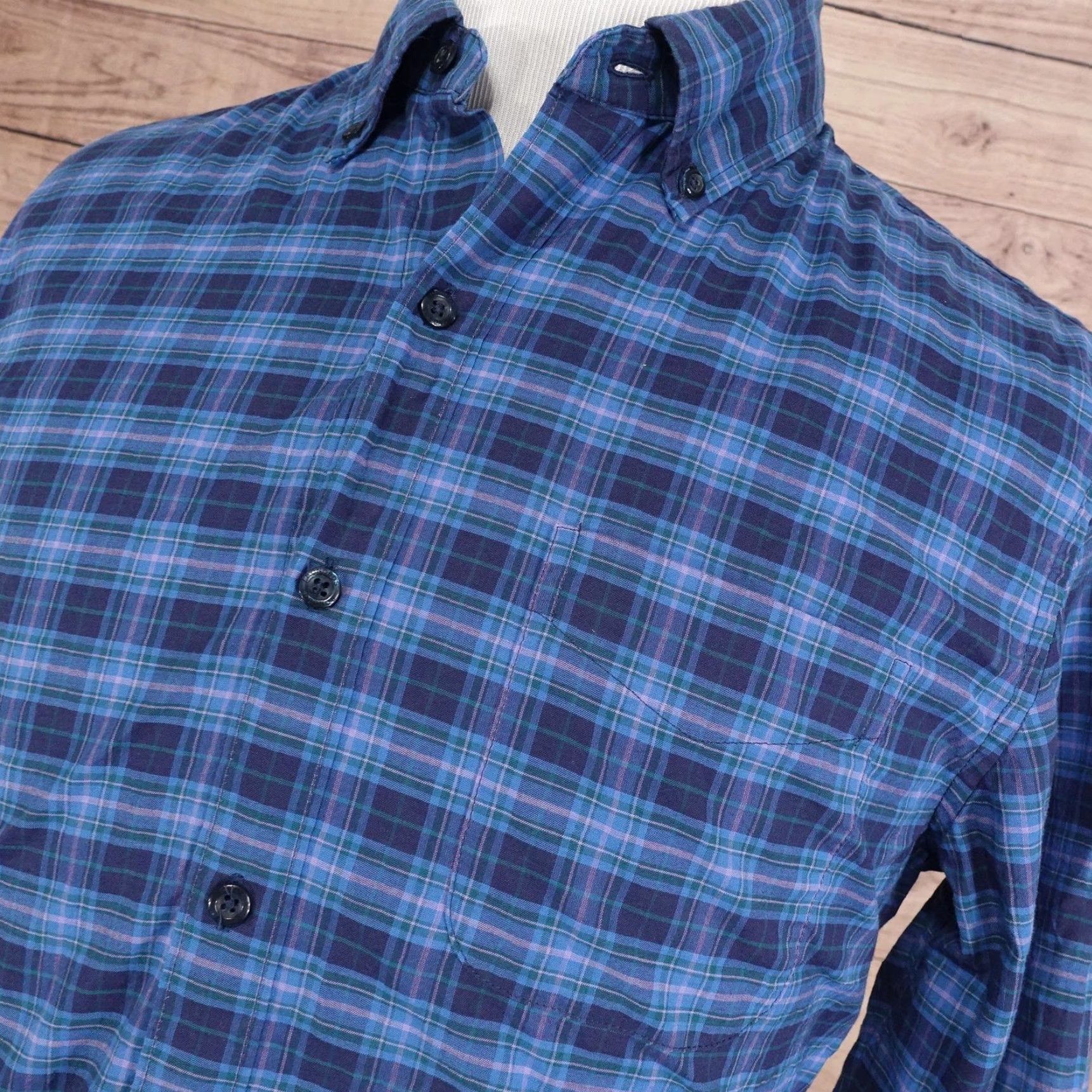 Bonobos Bonobos Shirt Mens Medium Blue Plaid Athletic Fit Long Sleeve Button-Up Stretch Size US M / EU 48-50 / 2 - 2 Thumbnail