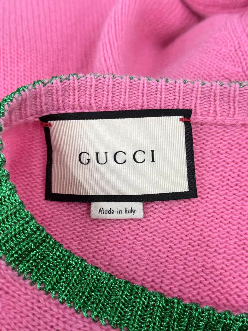 Gucci Gucci Pink and green tiger head knitted sweater Size M / US 6-8 / IT 42-44 - 3 Thumbnail