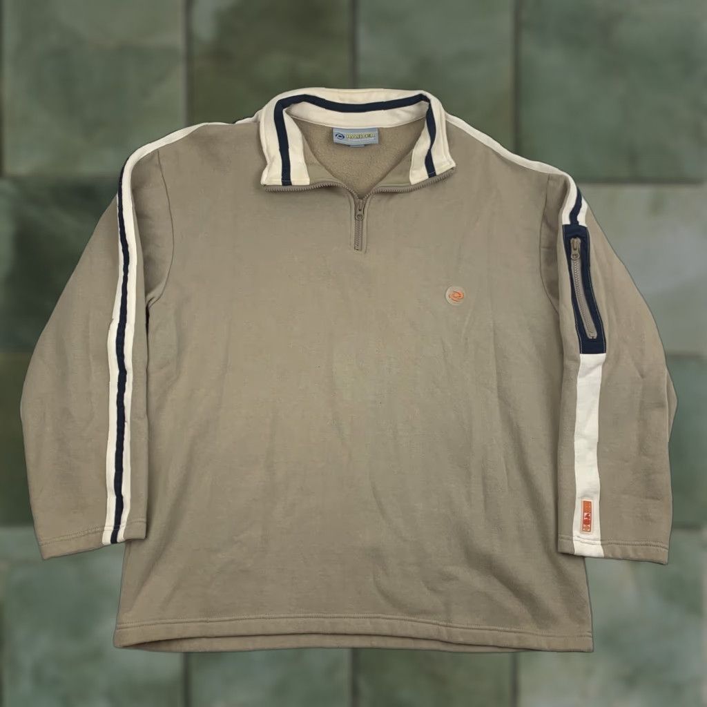Vintage VINTAGE Raider Competition Sweatshirt Adult Large Tan Quarter Zip Pullover Y2K 90s Grunge Skater Mens Brown Solid Zip Collared Pattern Vintage Mens L Size US L / EU 52-54 / 3 - 1 Thumbnail