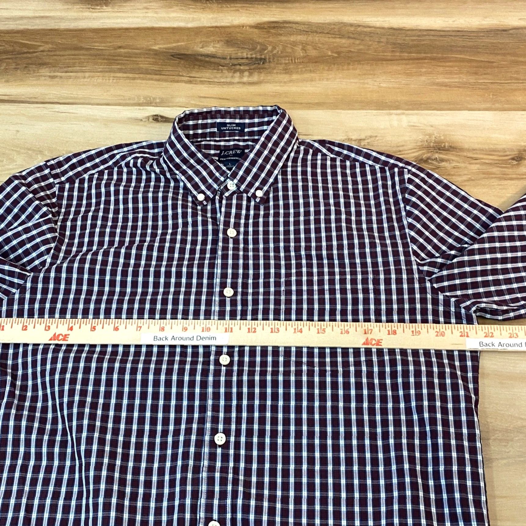 J.Crew J. Crew Performance Shirt Mens Large Slim Untucked Maroon Navy Check Button Down Shirt Size US L / EU 52-54 / 3 - 5 Thumbnail