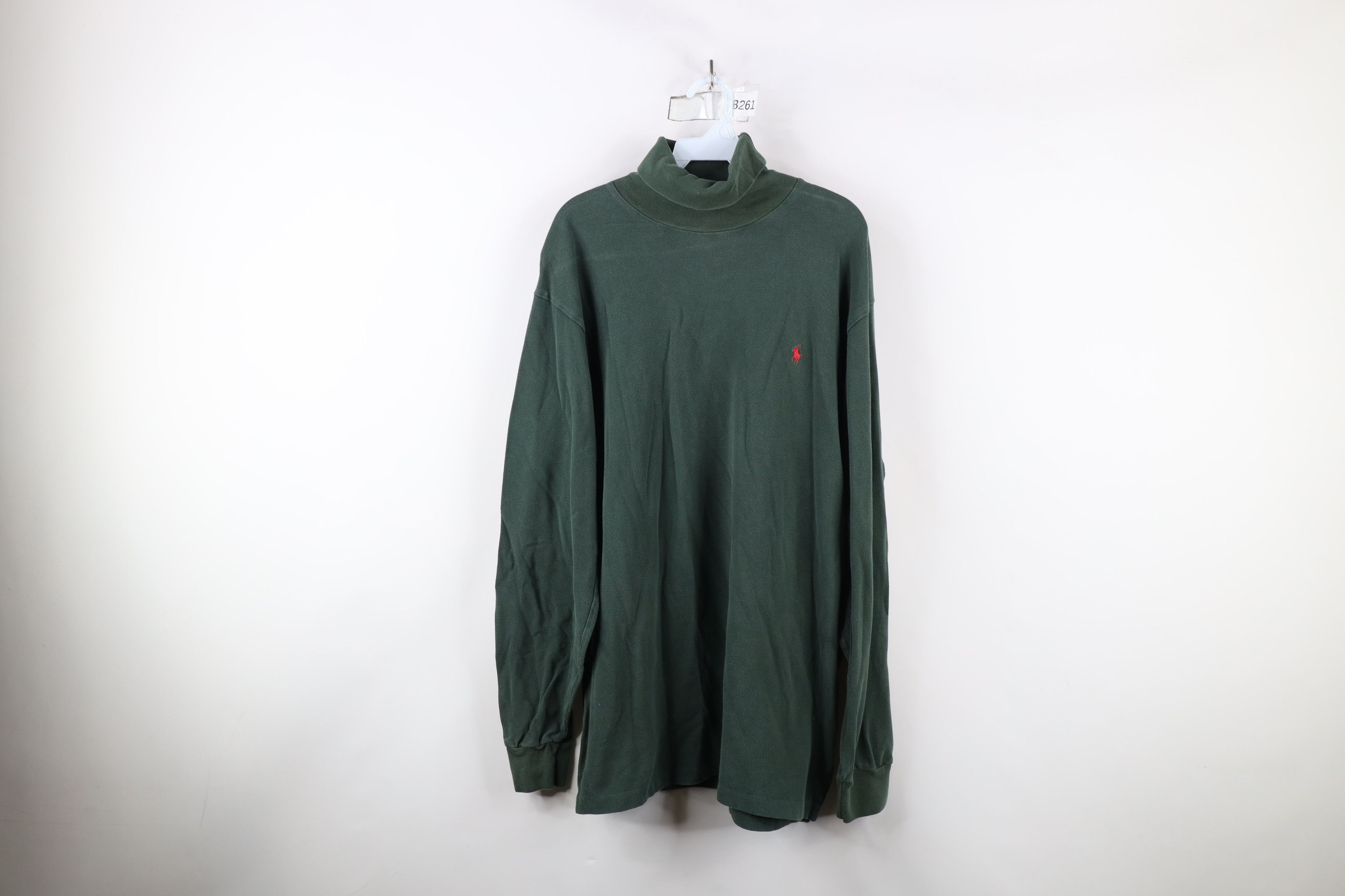Ralph Lauren × Vintage Vintage 90s Ralph Lauren Cotton Turtleneck T-Shirt Green Size US XL / EU 56 / 4 - 1 Thumbnail