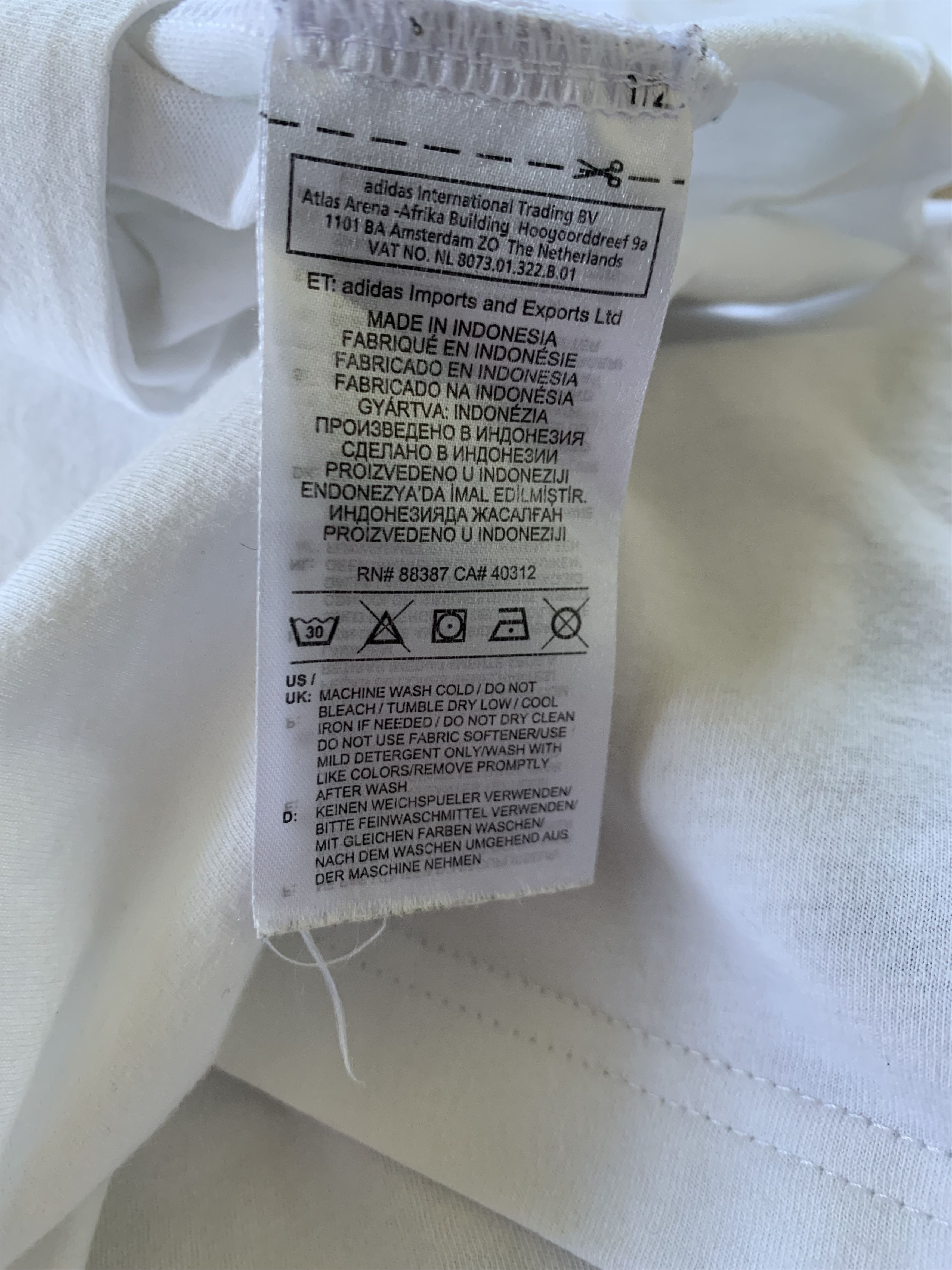 Adidas Adidas White Cotton T Shirt Size US L / EU 52-54 / 3 - 8 Thumbnail
