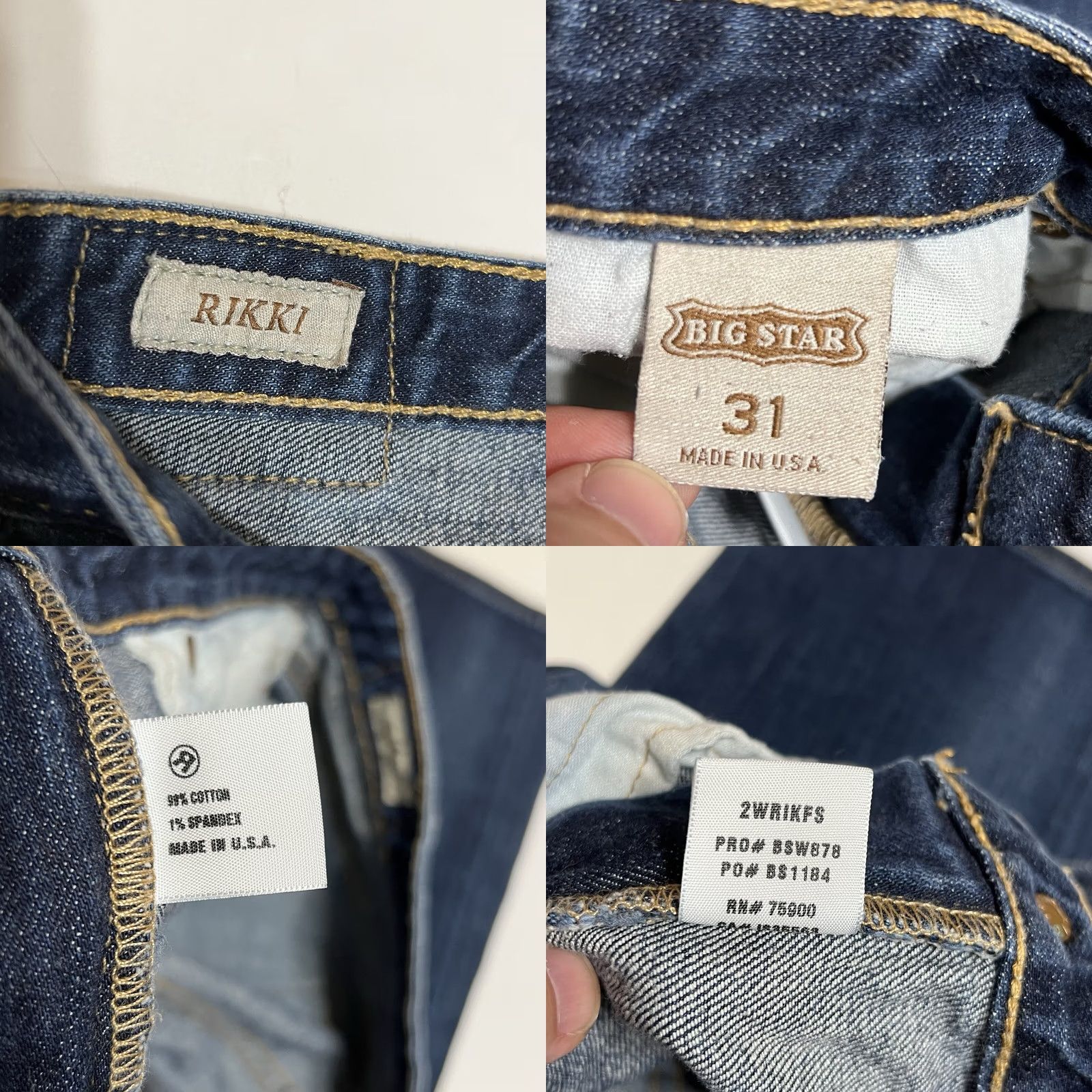 Vintage BIG STAR Jeans Women Capri Denim 34x27 Blue Rikki Logo Embroidered Stretch Leather Zip Regular Inseam 27in Size 24" / US 00 / IT 34 - 8 Thumbnail