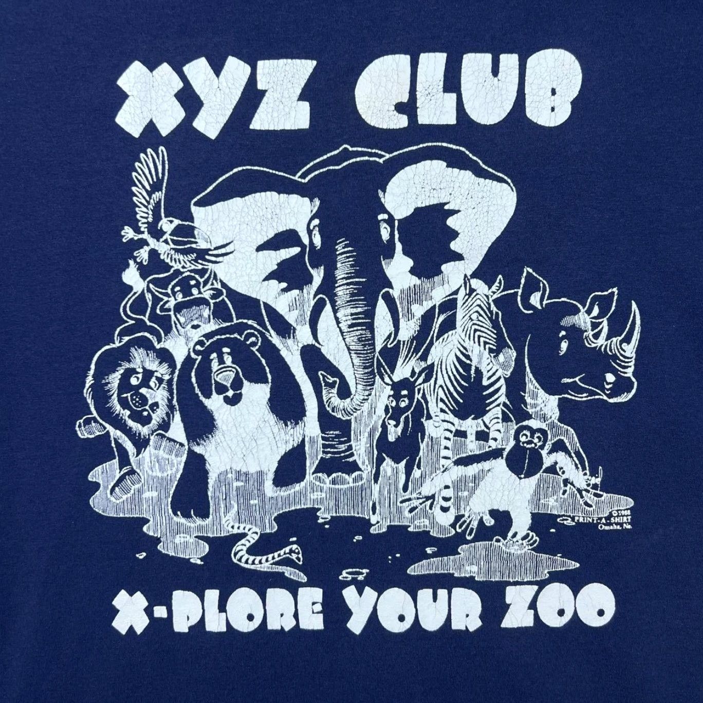 Fruit Of The Loom Vintage XYZ CLUB (1988) X-Plore Your Zoo USA Tourist Single Stitch T-Shirt M S Blue Ladies? Mens? Size US S / EU 44-46 / 1 - 4 Thumbnail