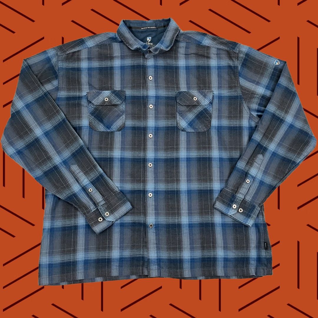 Vintage Kuhl Dillingr Flannel Shirt Mens 3XL XXXL Blue Plaid Button Up Hiking Gorpcore Size US XXL / EU 58 / 5 - 1 Thumbnail