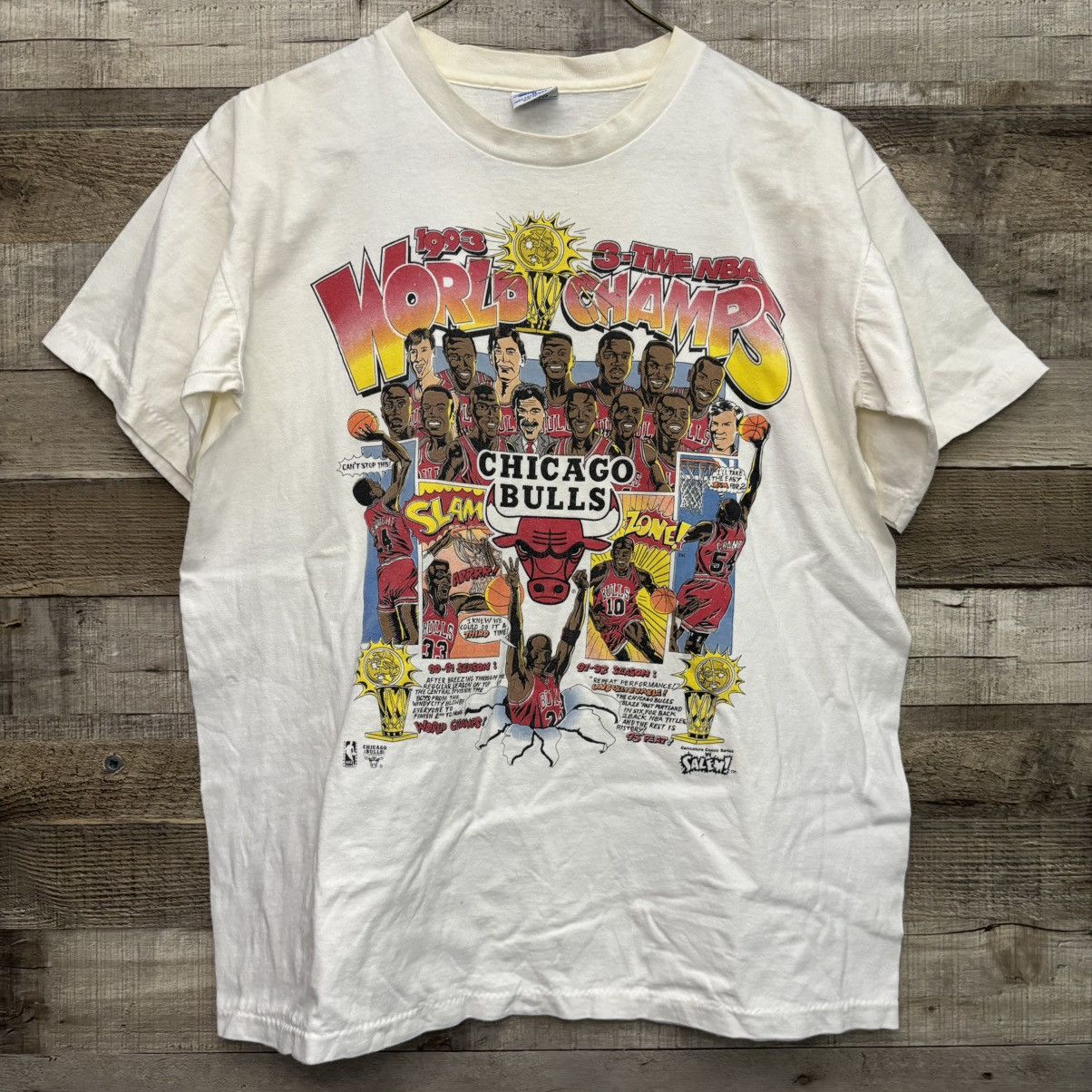 Salem Sportswear Vintage 1990s Salem Chicago Bulls Caricature Shirt Size US M / EU 48-50 / 2 - 2 Thumbnail