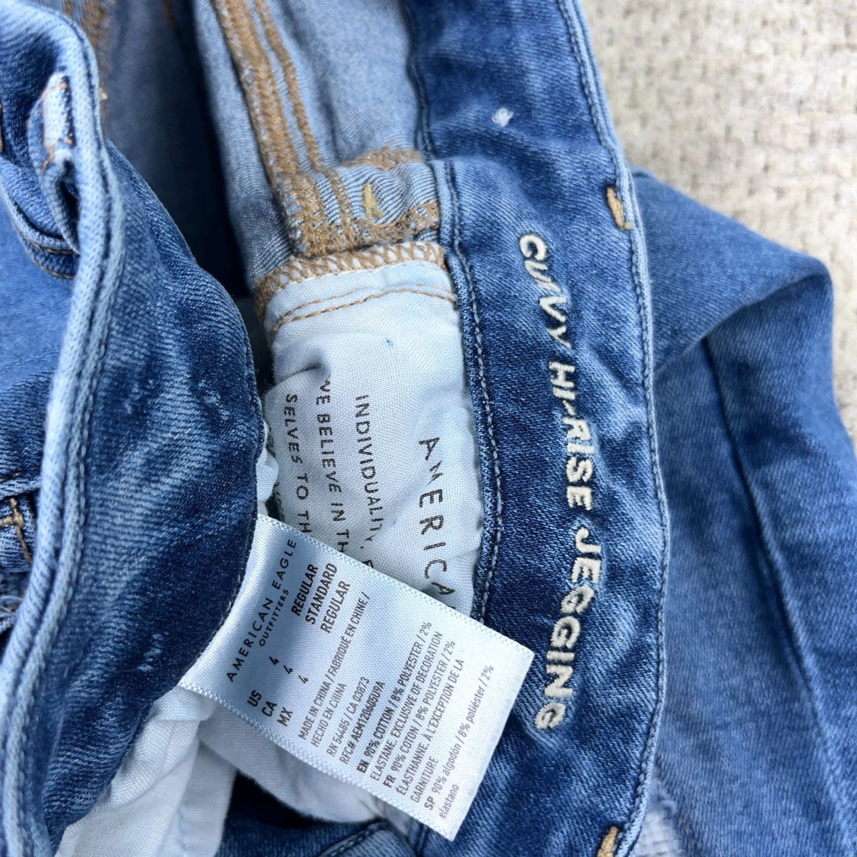 American Eagle Outfitters American Eagle Jeans Women High Rise Jegging Distressed Stretch Denim Blue Adult Size 4 Womens Size 27" / US 4 / IT 40 - 3 Thumbnail