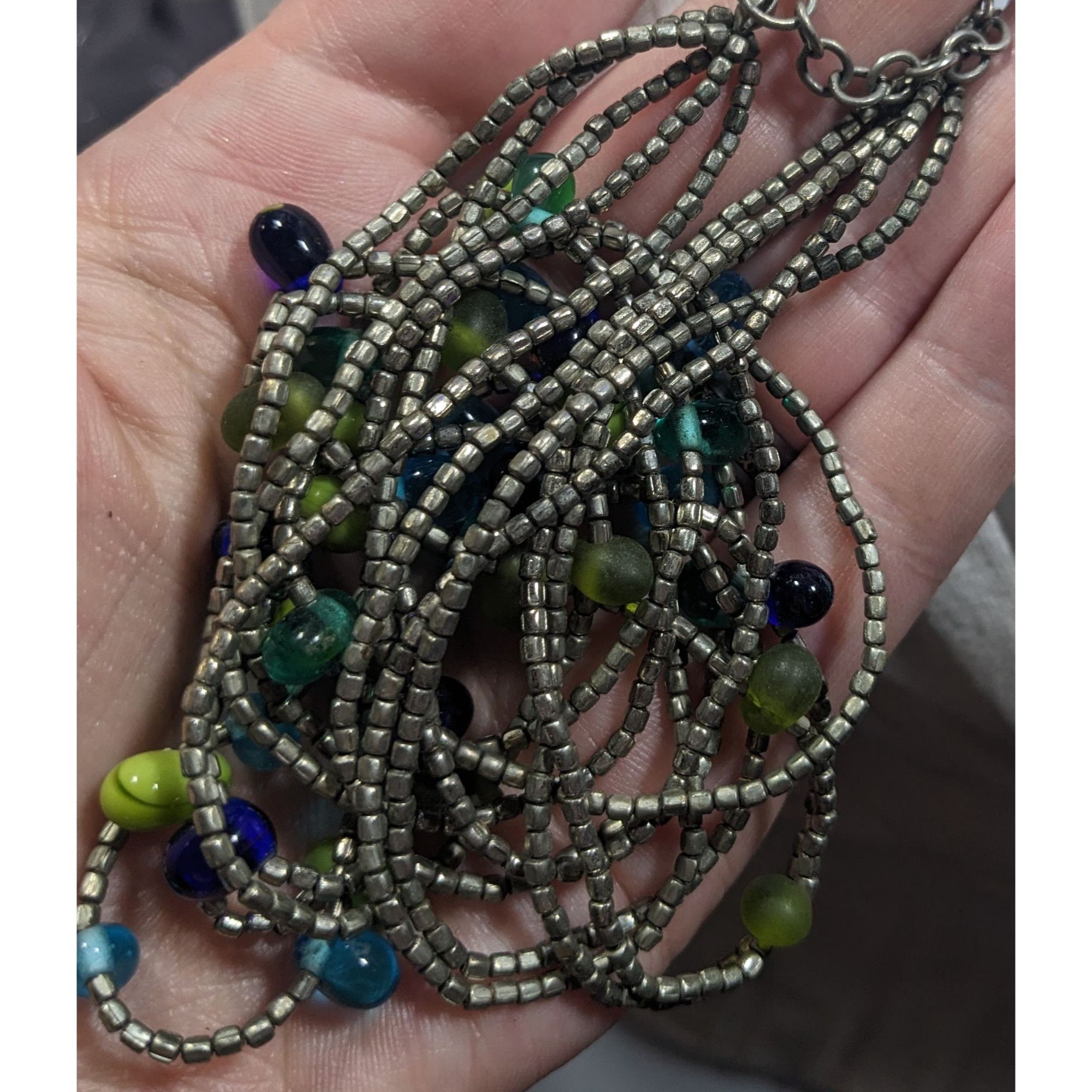 Other NY & Company Cool Tone Multilayer Glass Beaded Necklace Size ONE SIZE - 3 Thumbnail