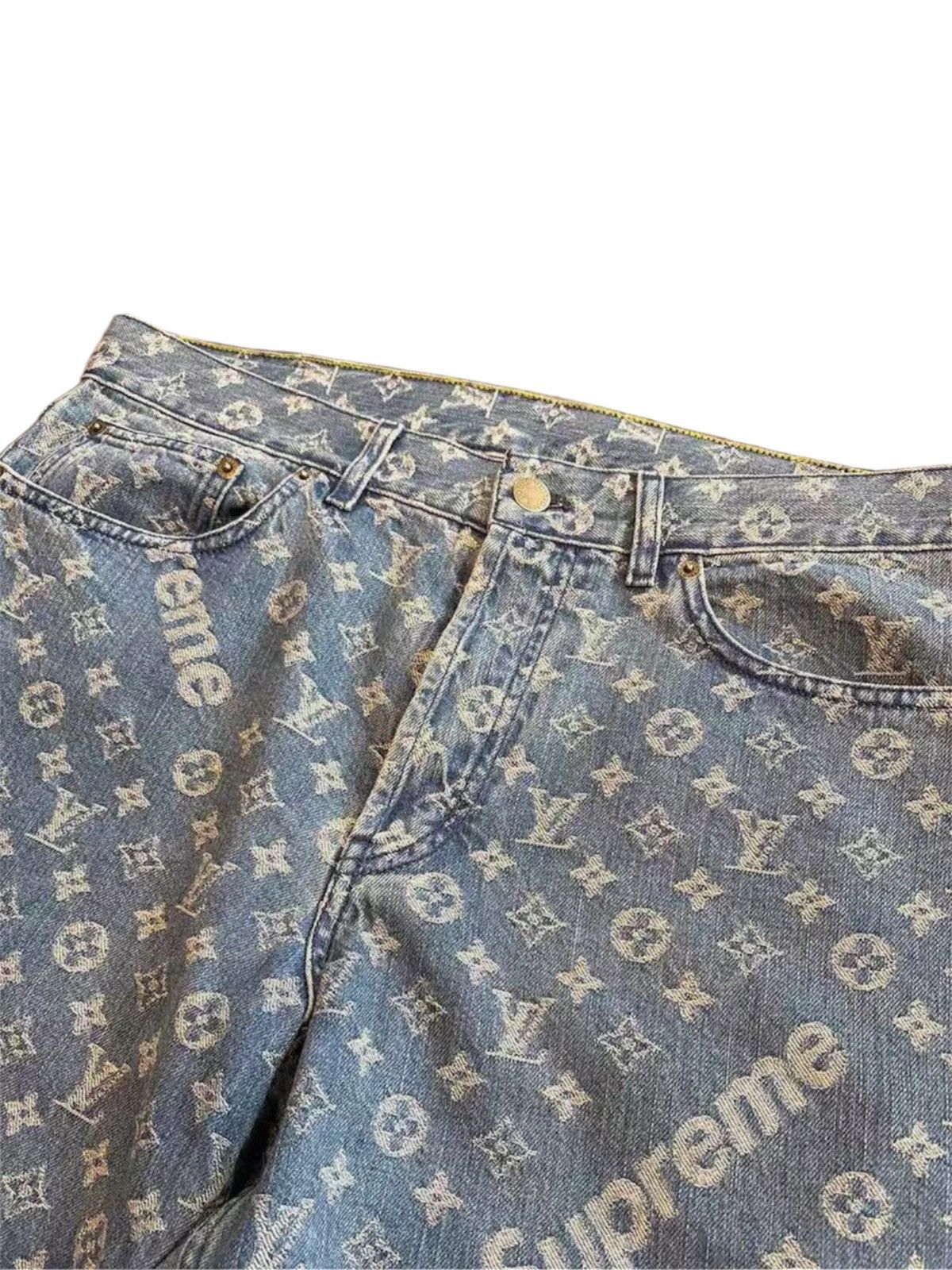 Louis Vuitton × Supreme Louis Vuitton X SUPREME 30 Blue Denim Jeans Monogram Size US 30 / EU 46 - 5 Thumbnail