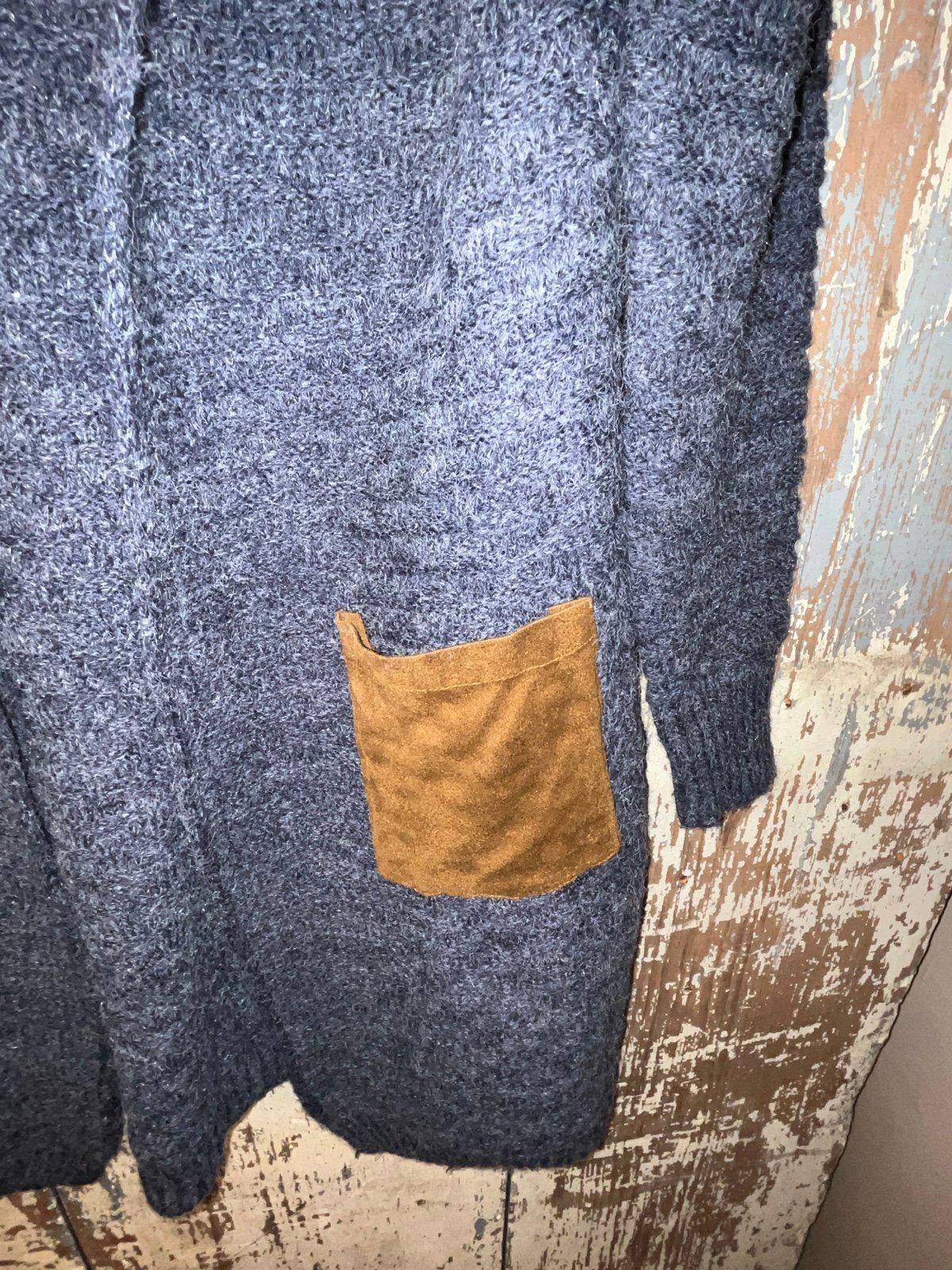 Designer Davis and Dani Long cardigan, gray blue seude pockets, s/m Size M / US 6-8 / IT 42-44 - 3 Thumbnail