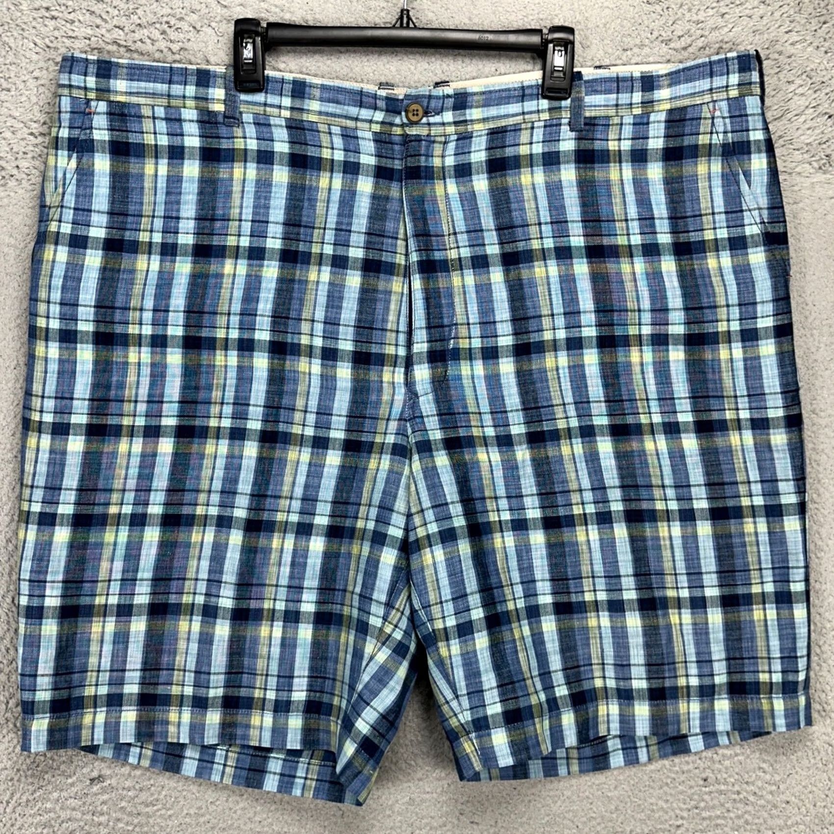 Tommy Bahama Tommy Bahama Linen Blend Shorts Mens 48L Long Plaid Blue Yellow Pockets Casual Outdoor Travel Size US 32 / EU 48 - 2 Thumbnail