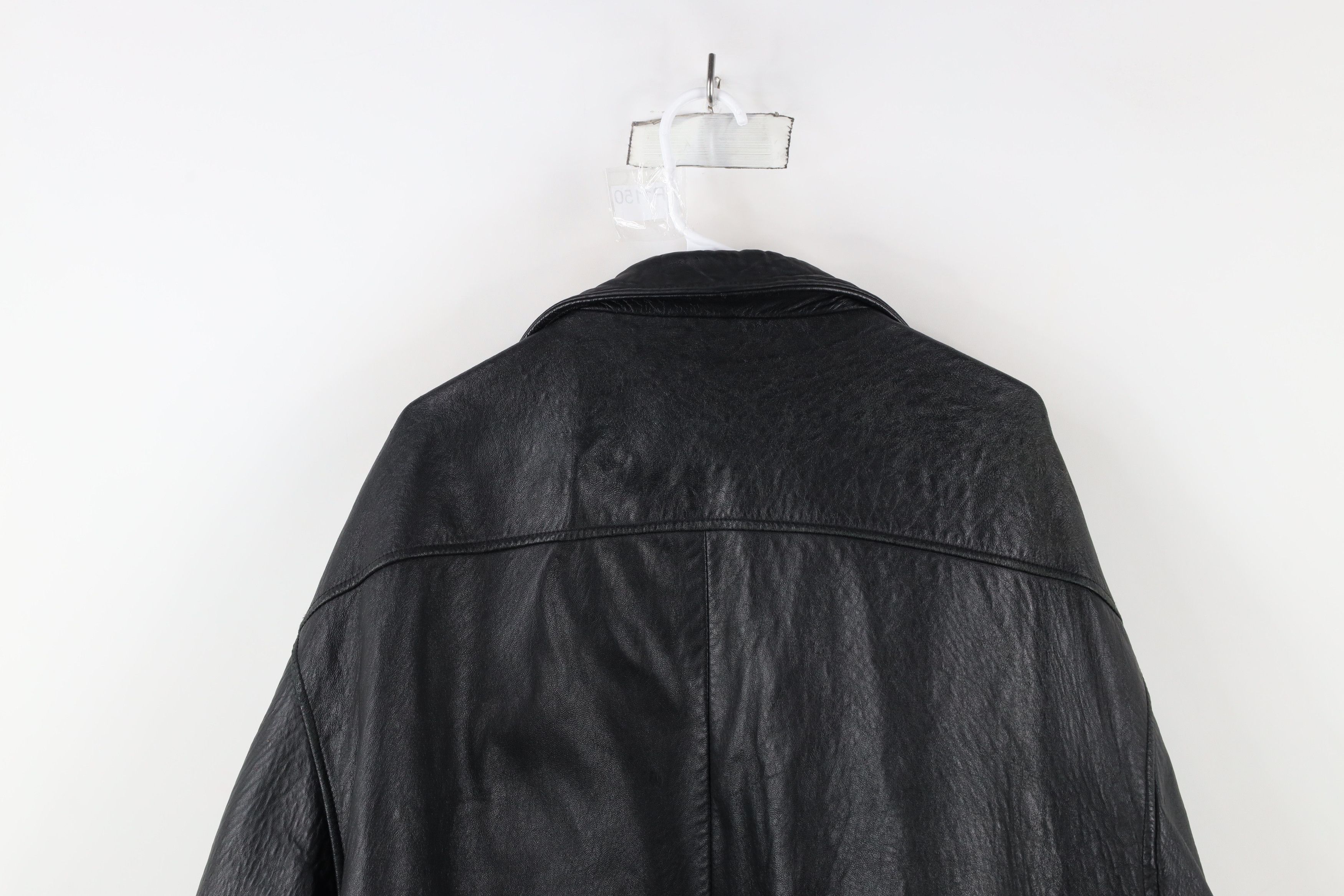 Vintage Vintage 90s Streetwear Quilted Leather Jacket Black AS IS Size US XXL / EU 58 / 5 - 13 Thumbnail