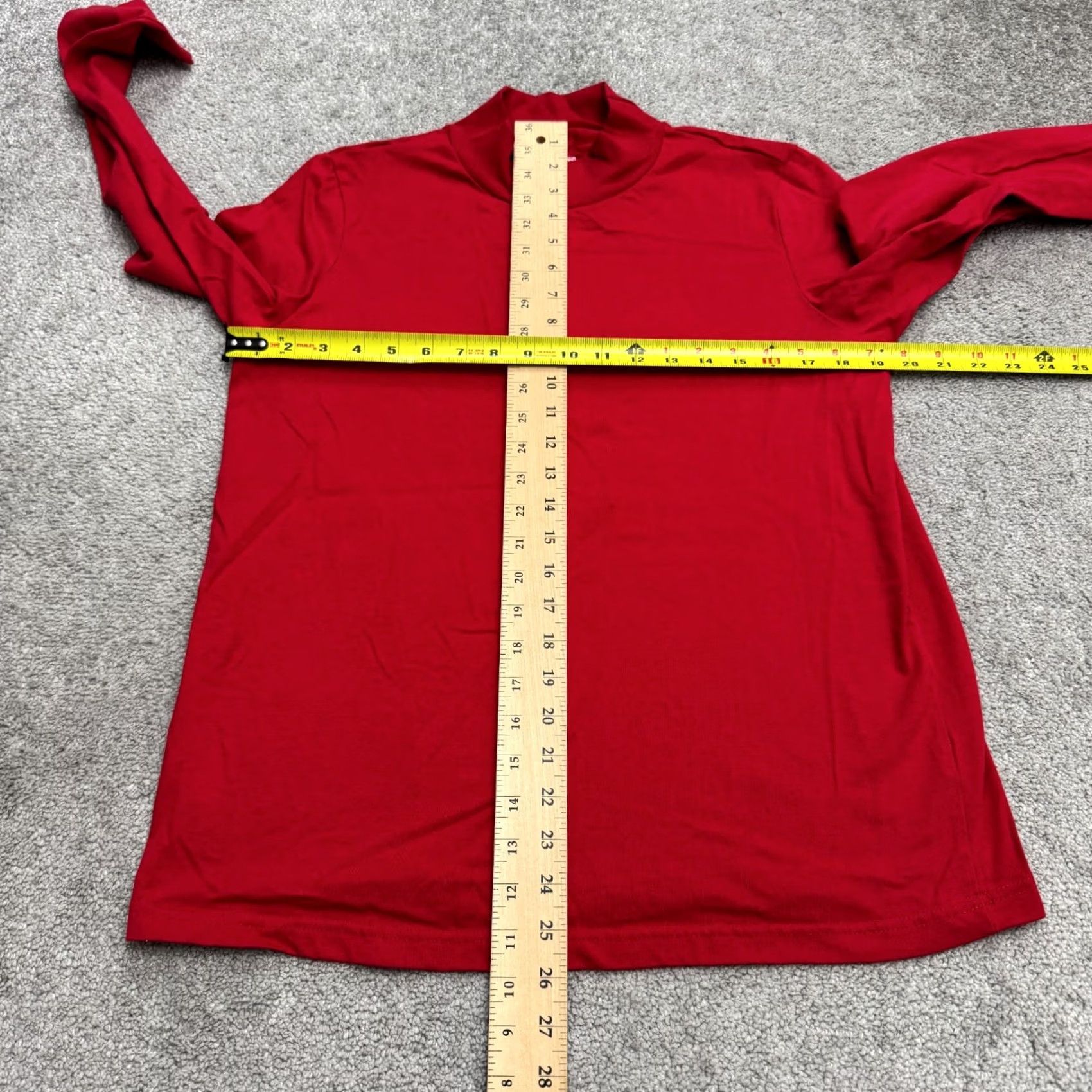 Vintage American Sweetheart Shirt Womens Large Red Cotton Blend Mock Neck Long Sleeve Casual Shirt Size L / US 10 / IT 46 - 7 Thumbnail