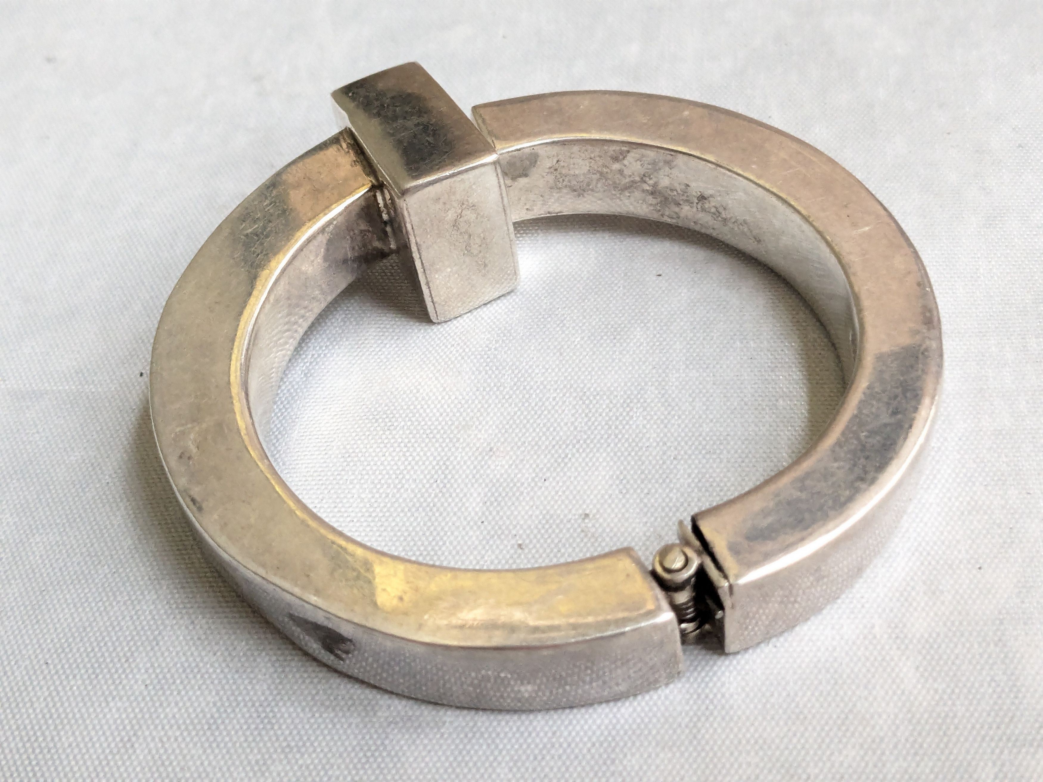 Jewelry Vintage Sterling Silver Bracelet 6.5" Avant Garde Modern Size ONE SIZE - 15 Thumbnail