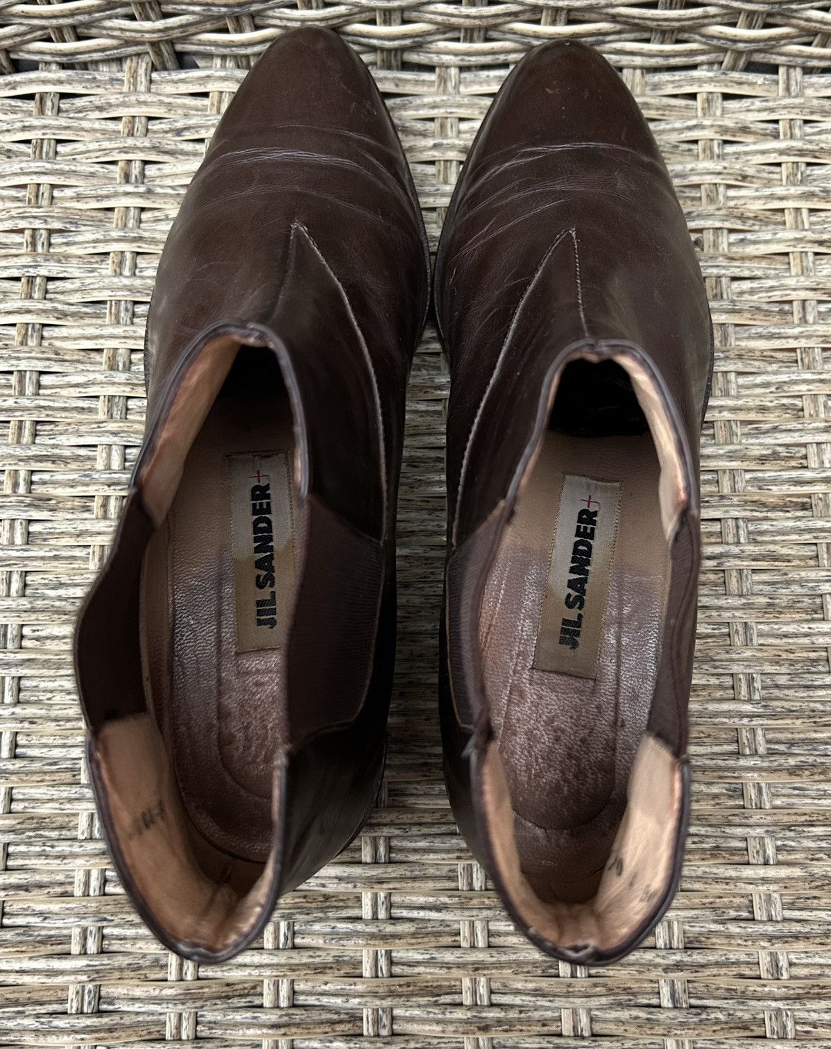 Jil Sander × Vintage Vintage Jil Sander + Leather Brown Ankle Chelsea Boots Size US 5.5 / IT 35.5 - 8 Thumbnail